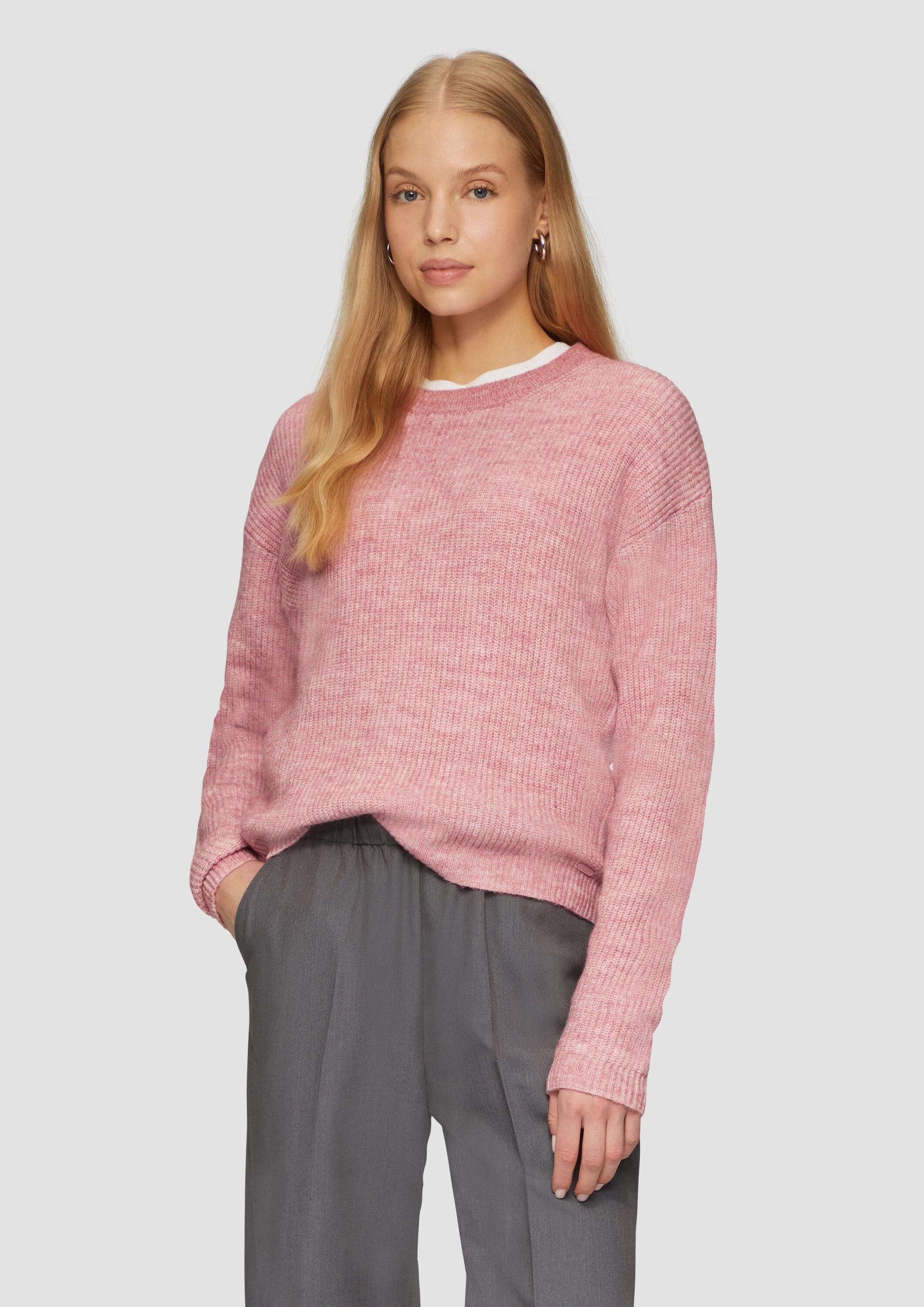 QS Longpullover Strickpullover Melierter Strickpullover mit günstig online kaufen