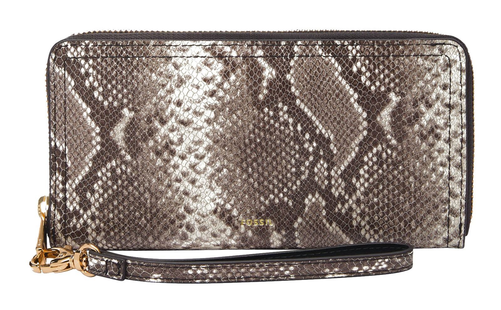 Fossil Geldbörse RFID Zip Clutch, aus echtem Leder mit RFID-Blocker Schutz