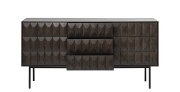 möbelando Sideboard LATINA, aus Eiche/furniert in dunkelbraun mit Absetzungen in Metall Schwarz Lackiert. Abmessungen (B/H/T) 160x79x45 cm