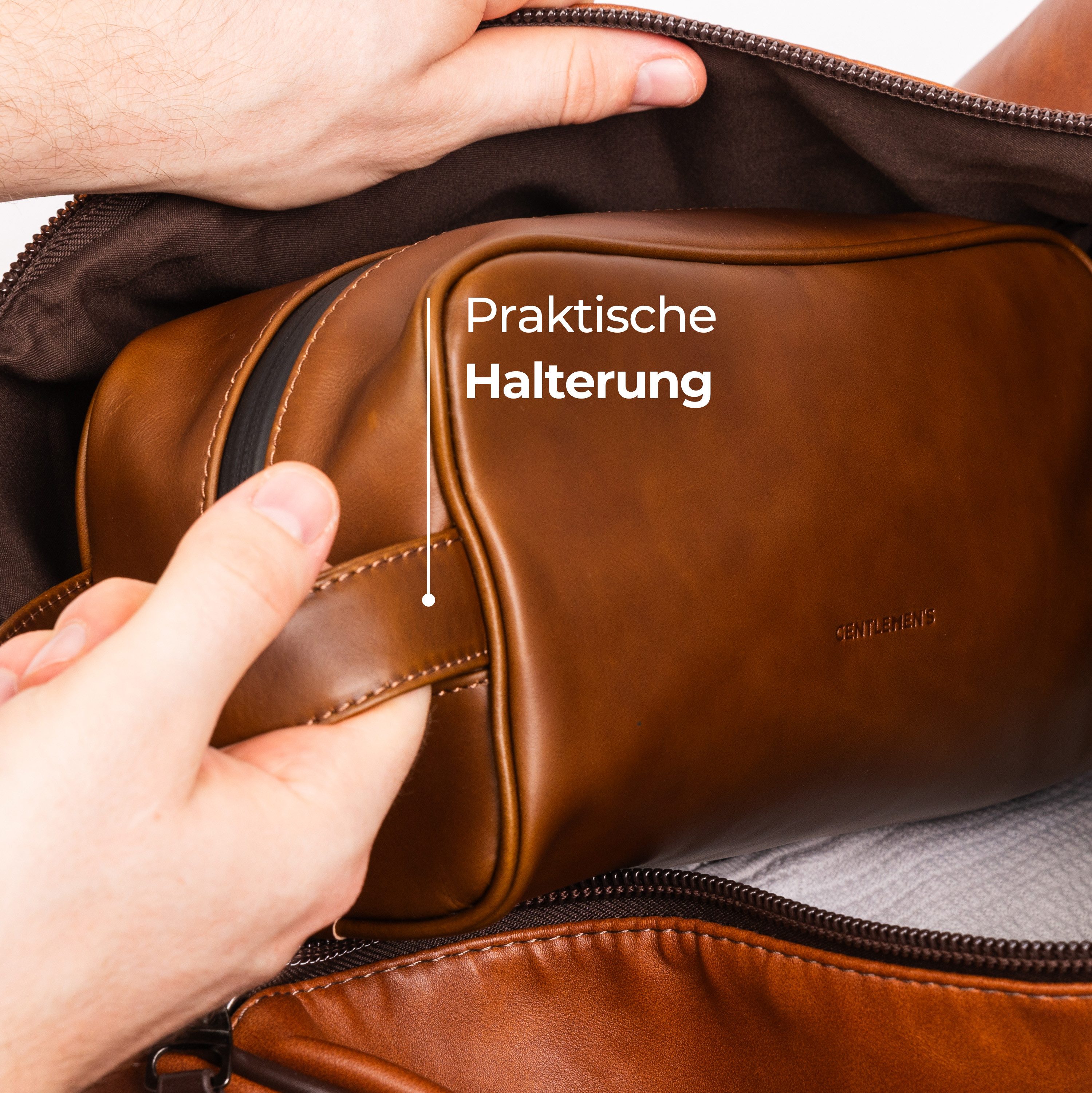 Gentlemen's Kulturbeutel Kulturbeutel aus Leder – Stilvoll, hochwertig & wasserabweisend, Echtleder, geräumiges Hauptfach, Gentlemen's Luggage Protect