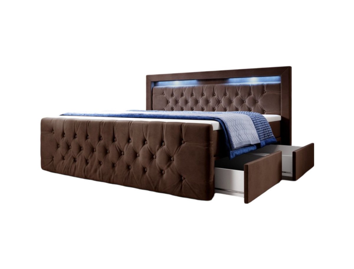 Luxusbetten24 Boxspringbett Menzogna, mit LED-Beleuchtung und günstig online kaufen