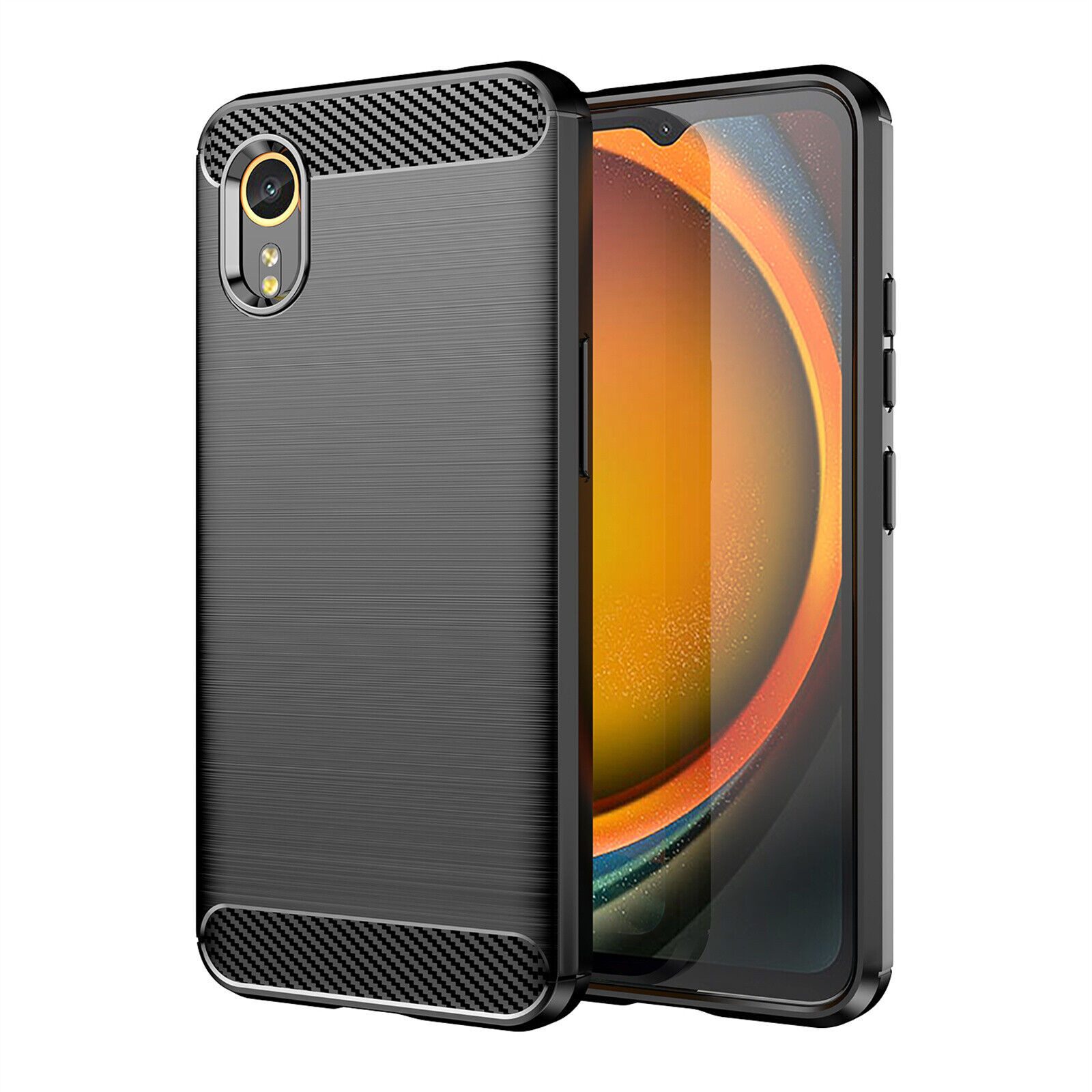 betterfon Handyhülle Carbon Hülle für Samsung Galaxy XCover 7 Backcover TPU Silikon Schwarz, Carbon-Look – stoßfestes Case mit Air-Cushion & Metall-Optik