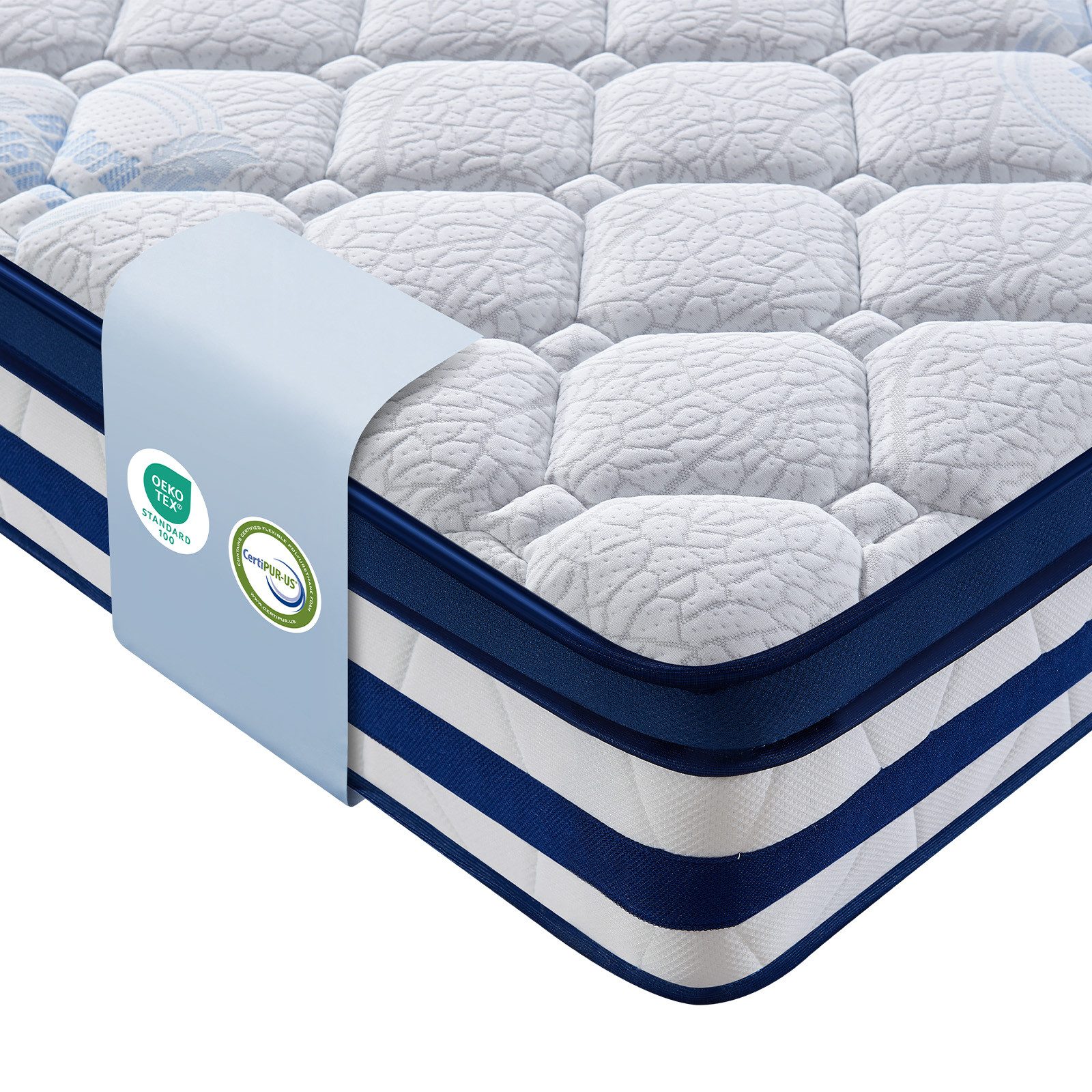 Taschenfederkernmatratze 7-Zonen Taschenfederkernmatratze Hybridmatratze-OEKO‑TEX® H3/H4, Niceluck, 26 cm hoch, Atmungsaktiv, kühlend, punktelastisch, 12‑Schichten