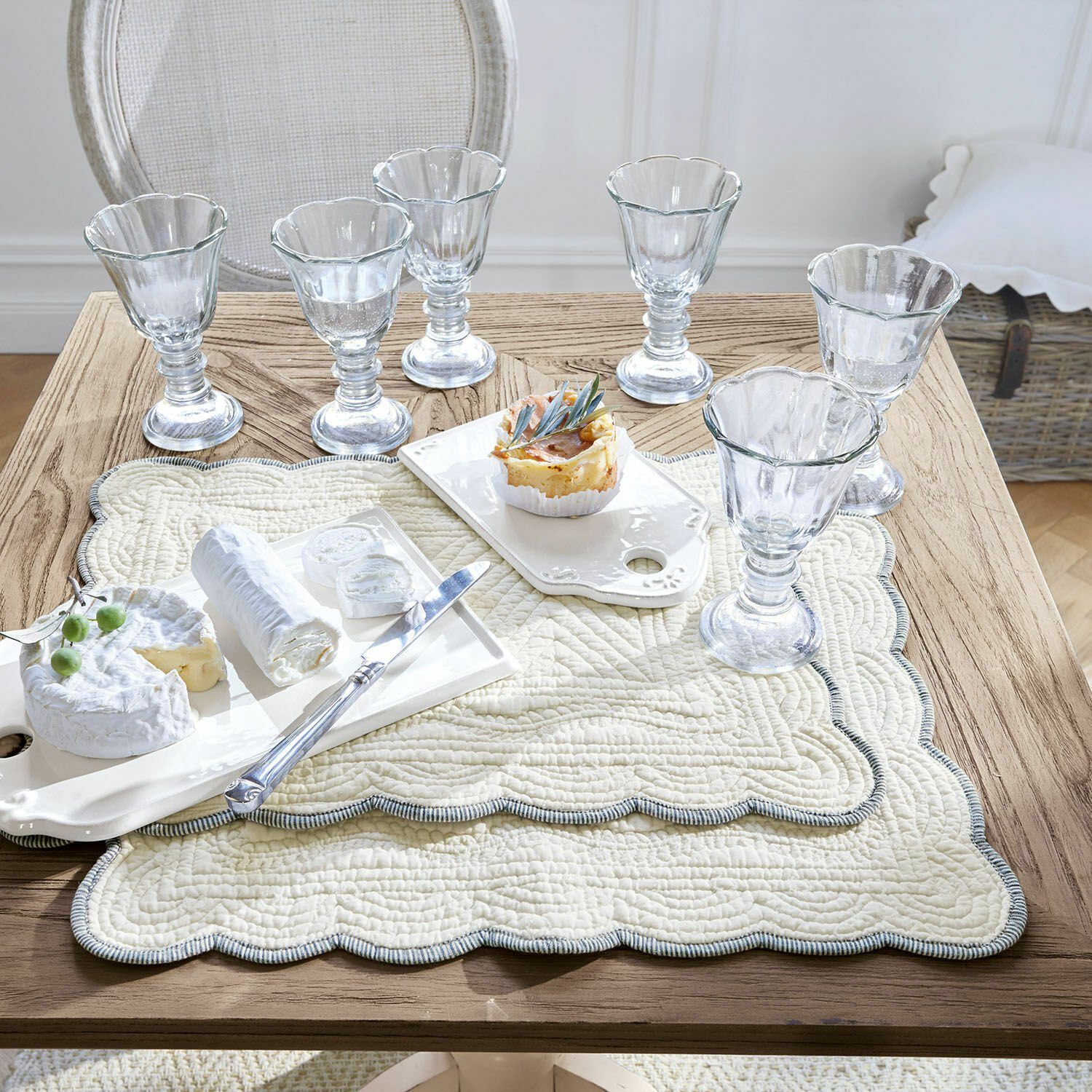 Mirabeau Tischläufer Platzset 2er Set Fontienne weiß/blau – Bild 4 von 5