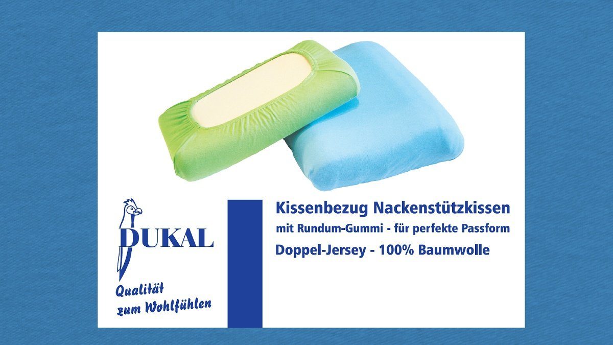 DUKAL Geltex Nackenstützkissen, (1 Made Baumwolle, Doppel-Jersey, 100% hochwertigem Stück), Spannumrandung, Schlaraffia in Support Kissenbezug Germany mit aus Ocean-blau