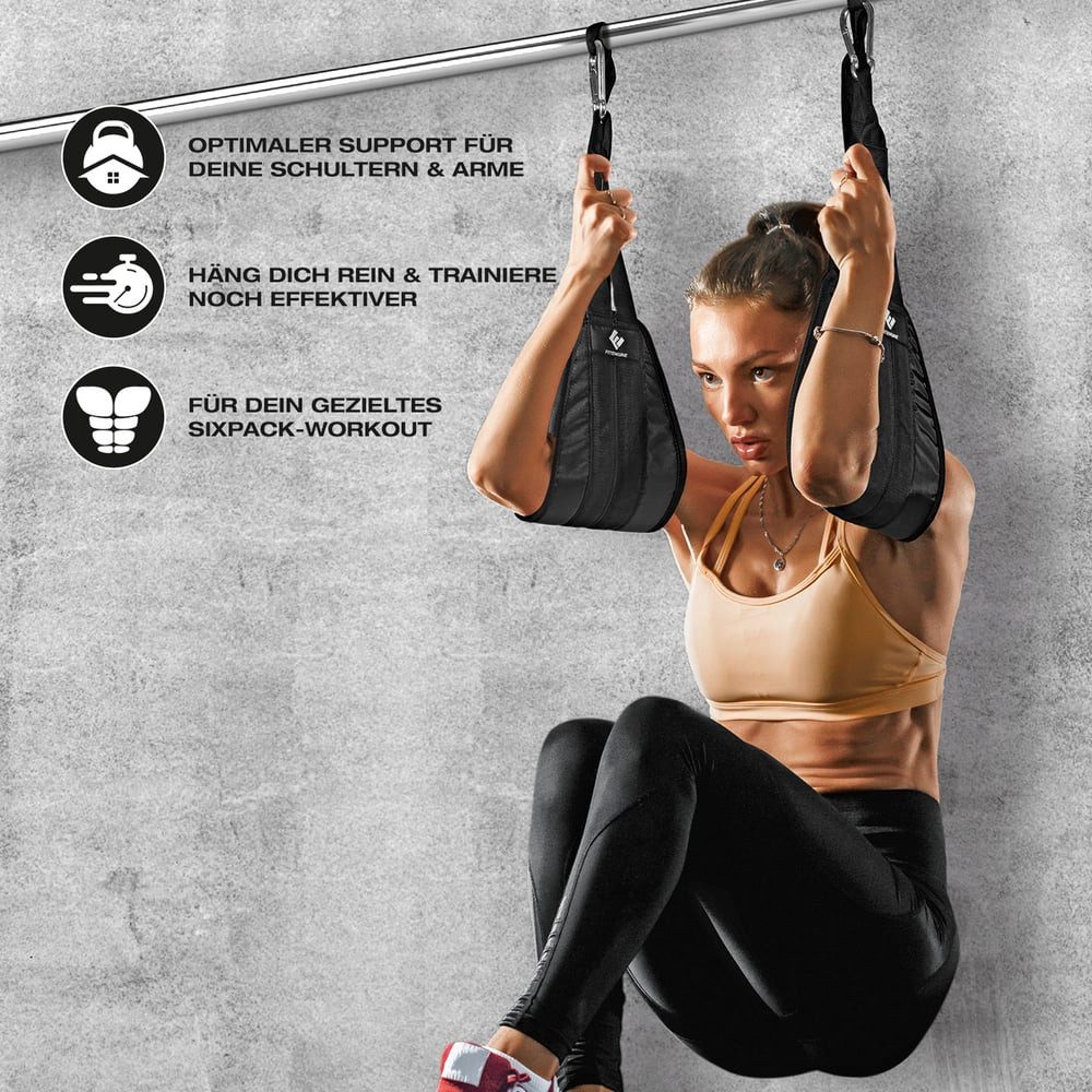 FitEngine Bauchtrainer Bauchtrainingsschlaufen mit Karabinerhaken - Arm & Bauchmuskeln, Fitness Gym Arme Bauch Rumpf trainieren Muskelaufbau Fettverbrennung