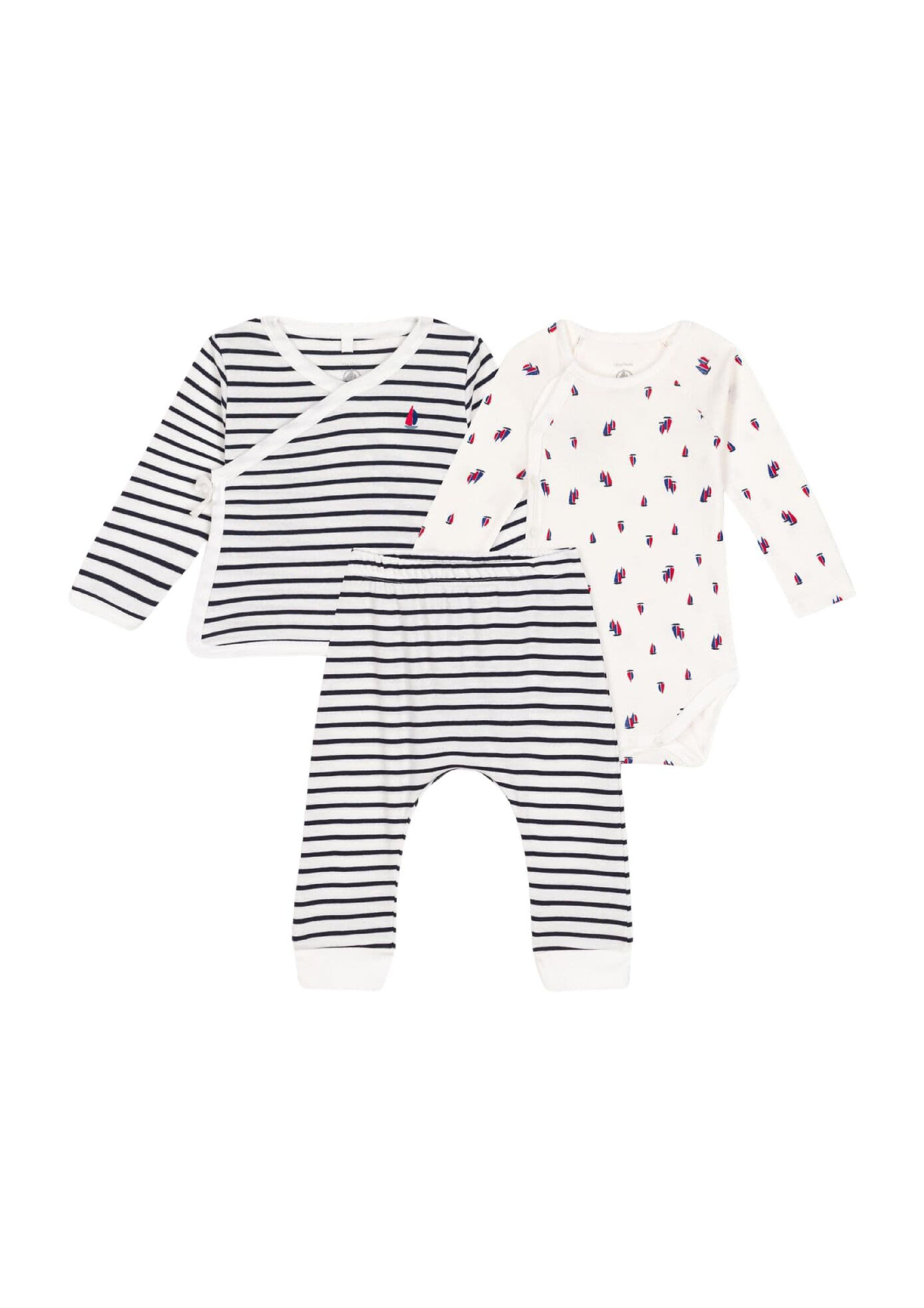 Petit Bateau Neugeborenen-Geschenkset Petit Bateau Kombination 3 Teiler mit Streifenmuster, 3-12 Monate