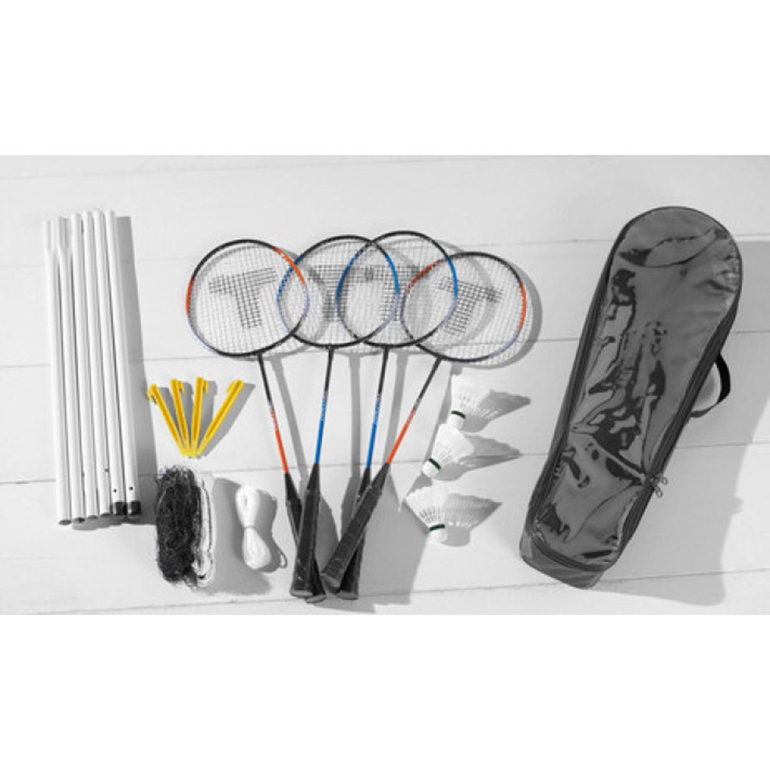 Badminton Badmintonbälle (1-tlg) Badmintonschläger - NETZ, Badmintonschläger - 3x - SET 4x