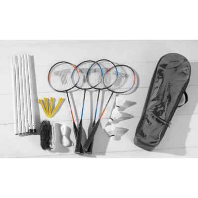 Badmintonschläger Badminton SET - 4x Badmintonschläger - 3x Badmintonbälle - NETZ, (1-tlg)