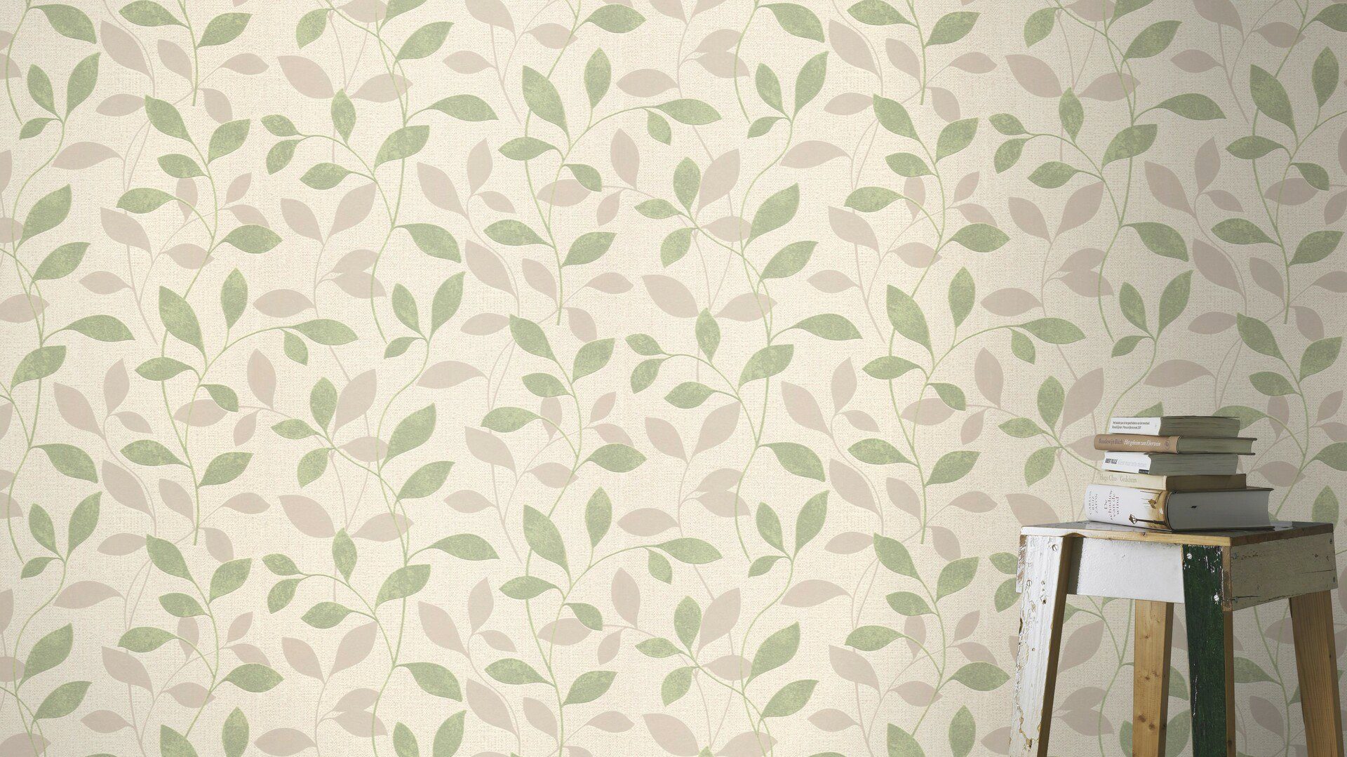 lichtbeständig, St), Andy Vliestapete gut grün/beige Rasch Wand, (1 floral, strukturiert, hochwaschbeständig