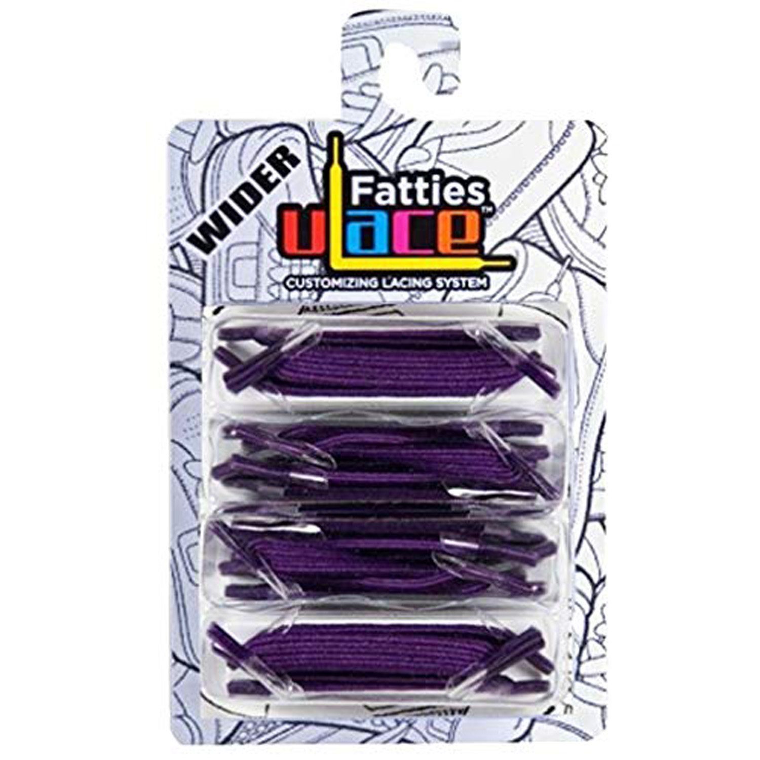 U-Laces Schnürsenkel X-Wide Fatties 16 Stück - elastische Schnürsenkel mit Wiederhaken Purple