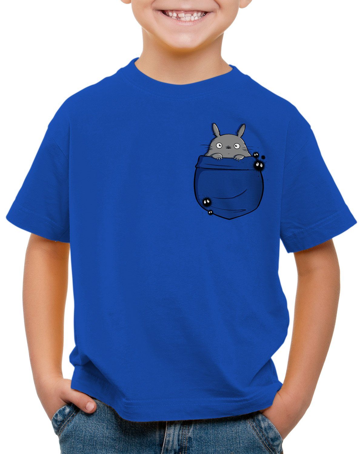 style3 Print-Shirt Kinder T-Shirt Totoro Brusttasche neko mein nachbar anime tonari no blau