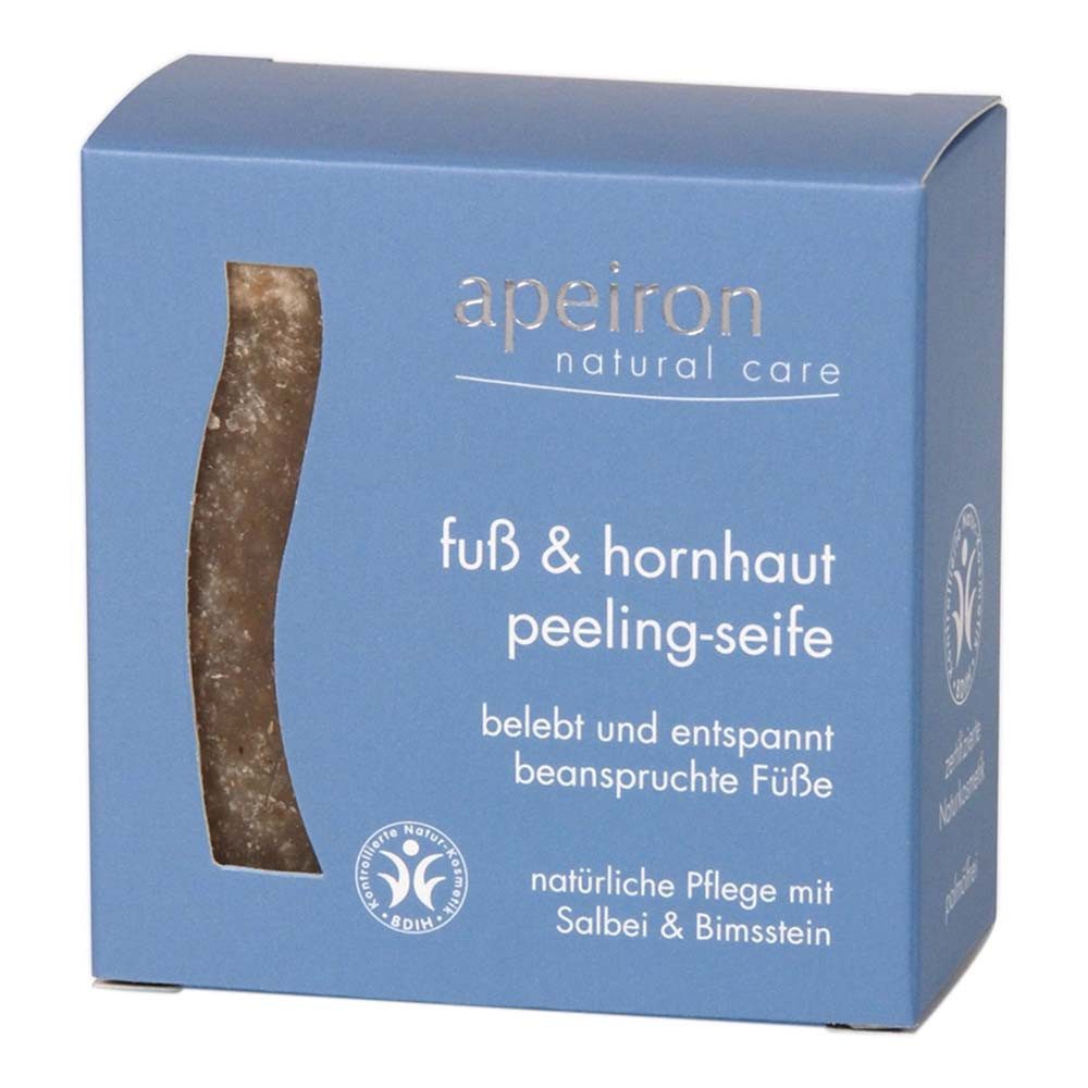 Apeiron Fußpflegecreme Fuß & Hornhaut - Peeling Seife 100g