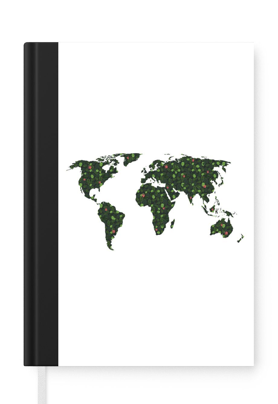 MuchoWow Notizbuch Weltkarte - Pflanzen - Tropisch, Journal, Merkzettel, Tagebuch, Notizheft, A5, 98 Seiten, Haushaltsbuch