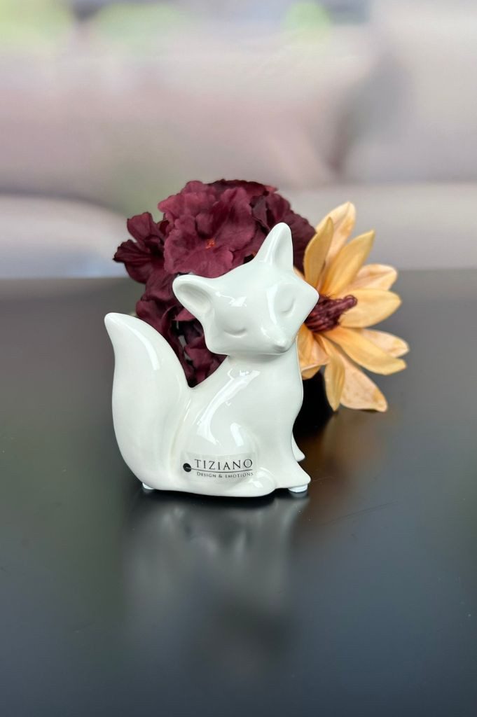 TIZIANO - DESIGN & EMOTIONS Dekofigur Fuchskind Roxy sitzend 10 creme-weiß