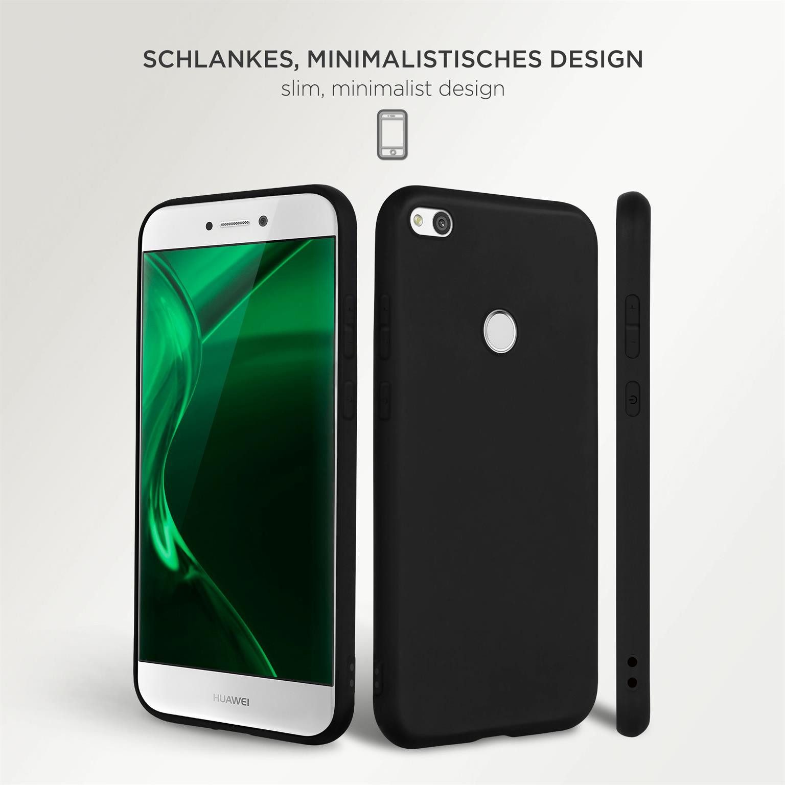 ONEFLOW Handyhülle für Huawei P8 Lite 2017 Hülle Dünn SlimShield Pro Schwarz 5,2 Zoll, Backcover TPU Case Handyhülle minimalistisch Schutzhülle Erhöhter Rand