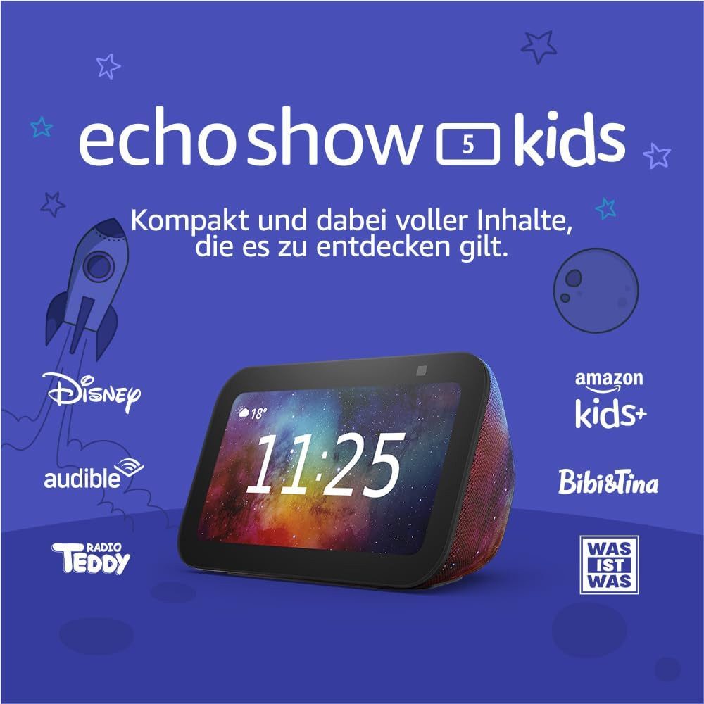 Amazon Echo Show 5 Kids (Neue Generation) Smart Display Alexa Weltraum-Design Lautsprecher
