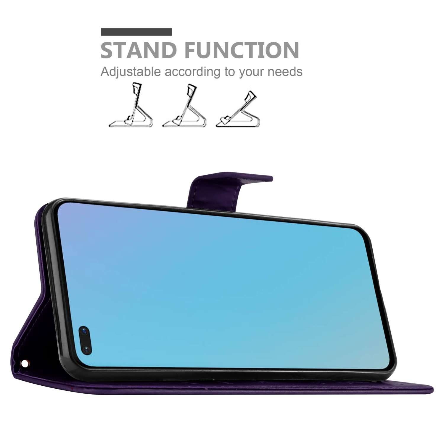 Cadorabo Handyhülle für OnePlus Nord Hülle OnePlus Nord, Hülle Schutzhülle Blumen Flower mit Standfunktion Kartenfach Magnet