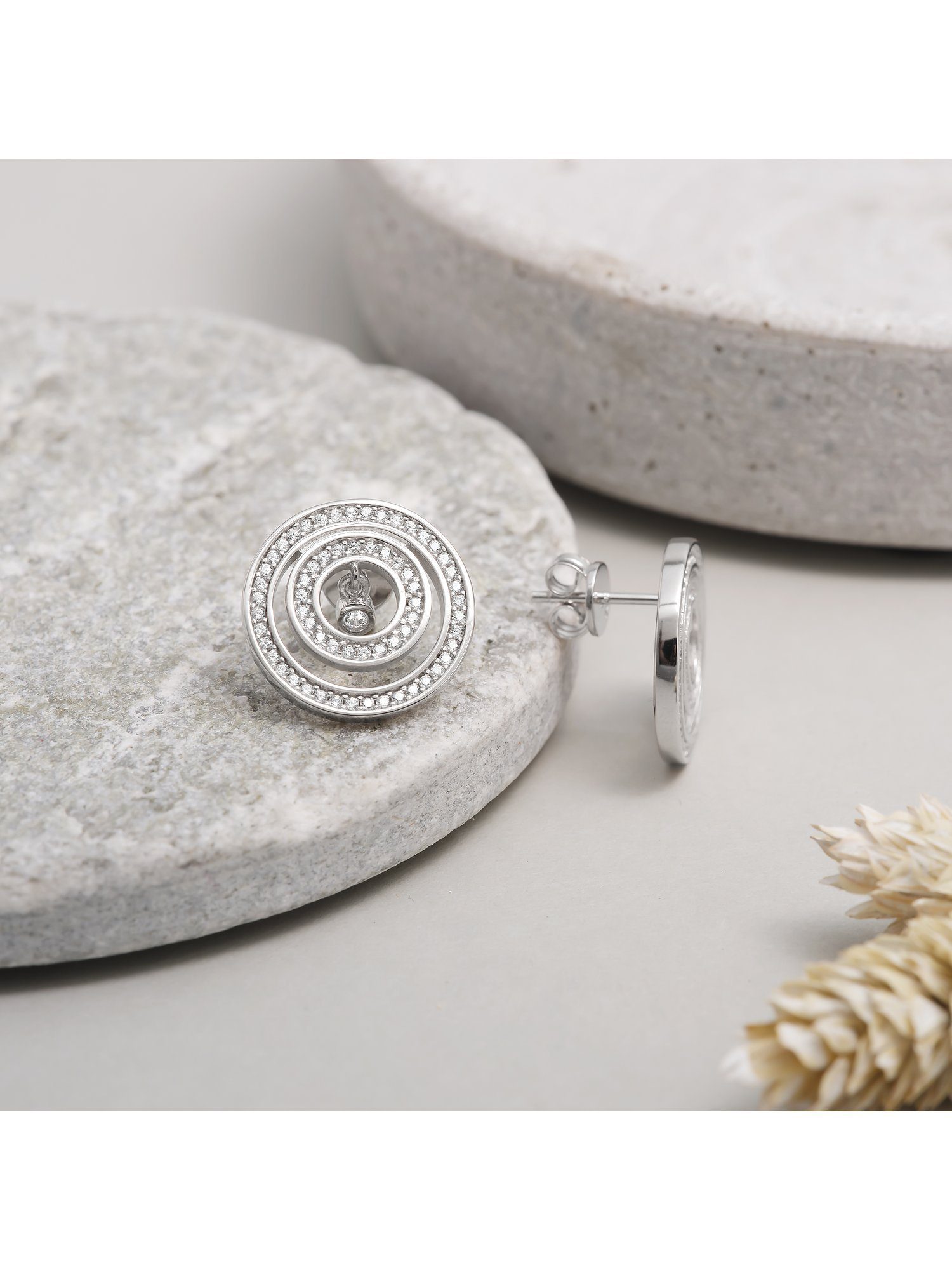 JETTE Paar Ohrstecker JETTE Damen-Ohrstecker 925er Silber 126 Zirkonia, TURN