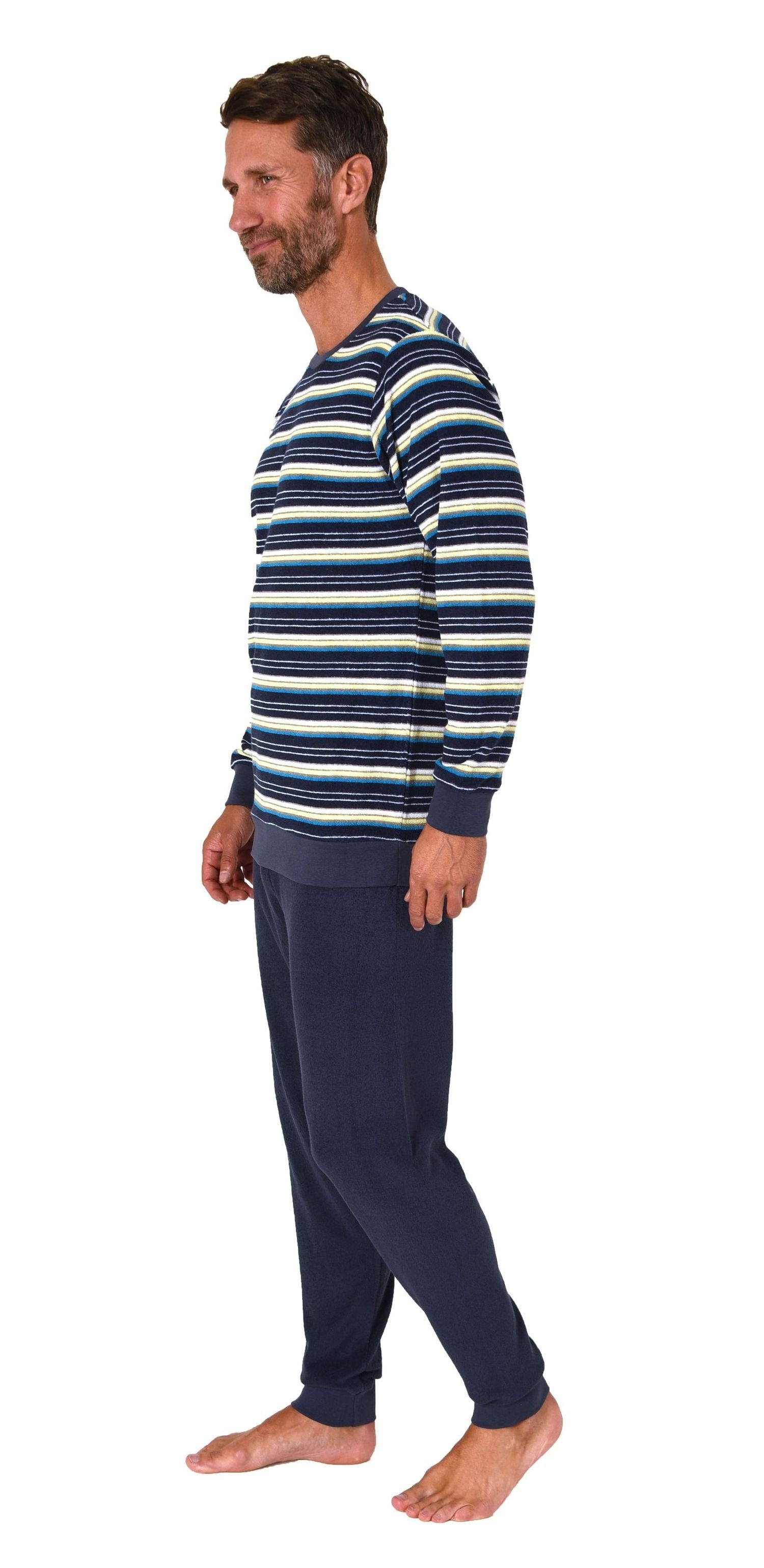 Normann Pyjama Herren langarm Frottee Schlafanzug mit Bündchen - auch in Üb günstig online kaufen