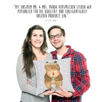 Mr. & Mrs. Panda Dekokissen Kommunion-Bär - Grau Pastell - Geschenk, Motivkissen, Teddy, Taufkerz
