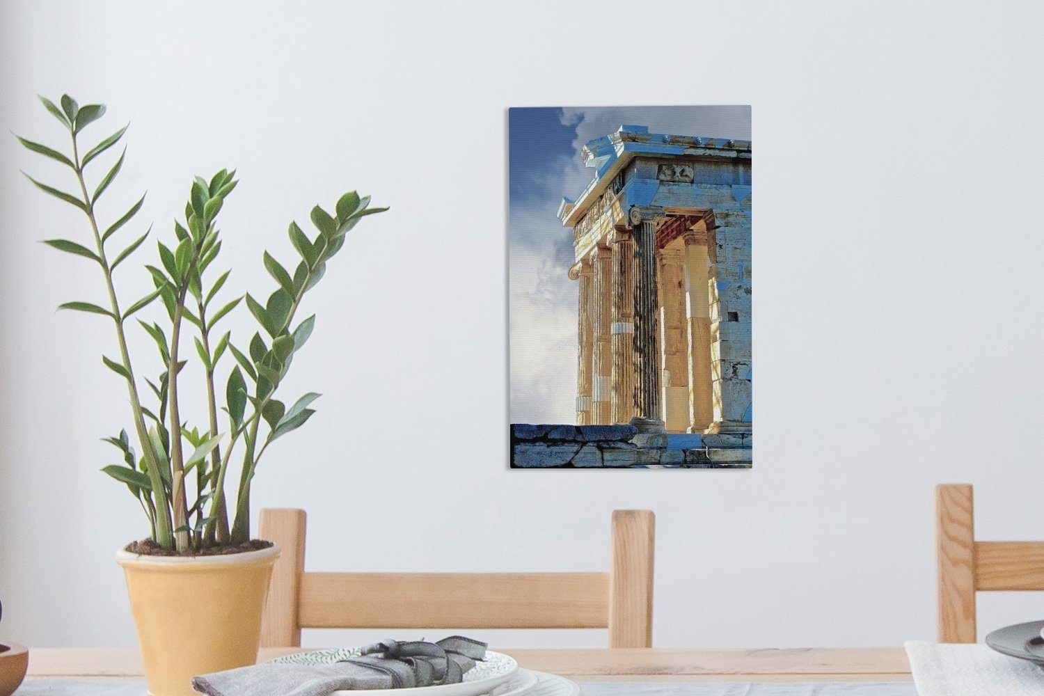 20x30 inkl. fertig (1 OneMillionCanvasses® Leinwandbild Tempel, St), Griechischer Zackenaufhänger, Gemälde, bespannt cm Leinwandbild