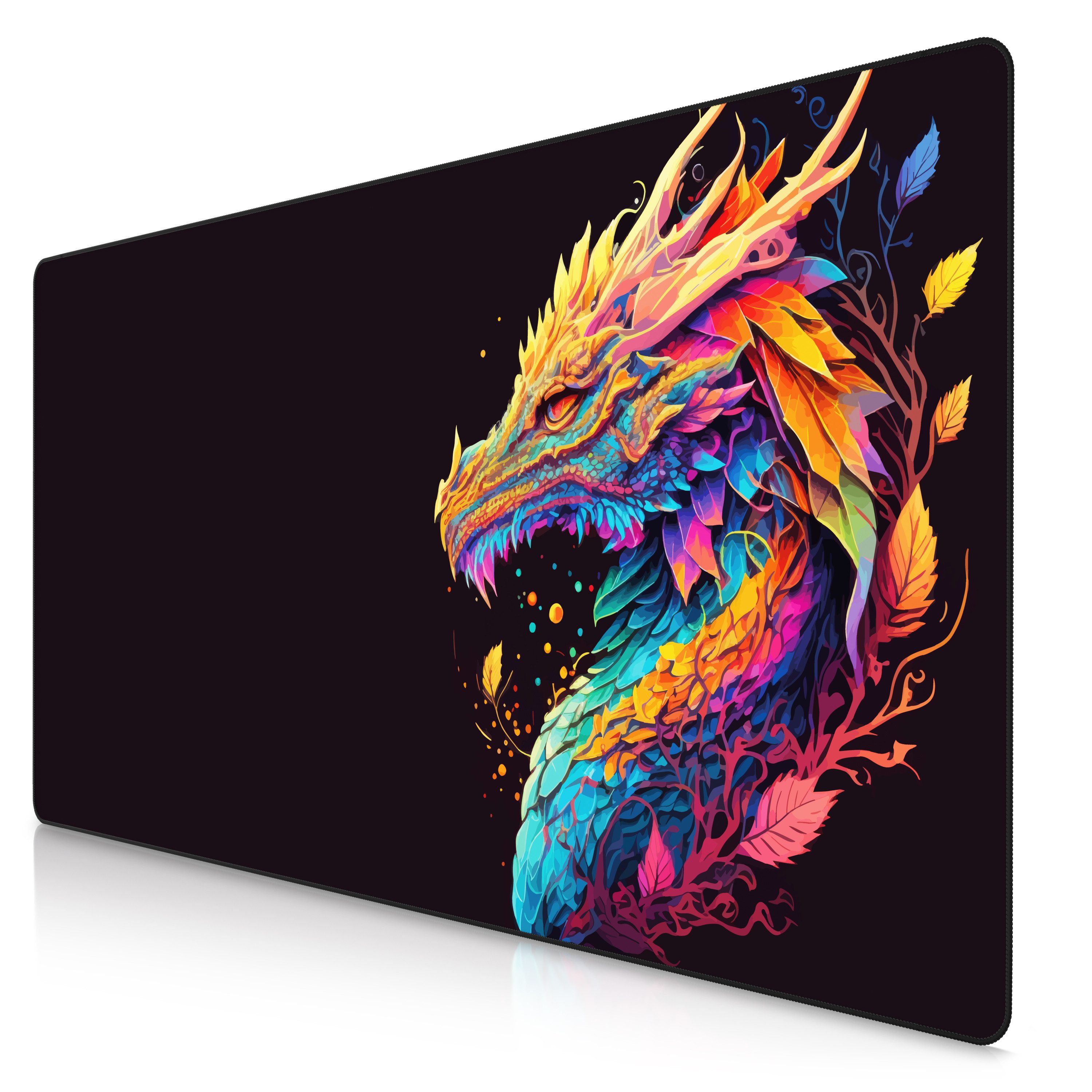 Titanwolf Gaming Mauspad XXXL Speed Mousepad 1200 x 600 x 3 mm, große Schreibtischauflage, rutschfest, abwaschbar, Geschwindigkeit & Präzision, Color Dragon