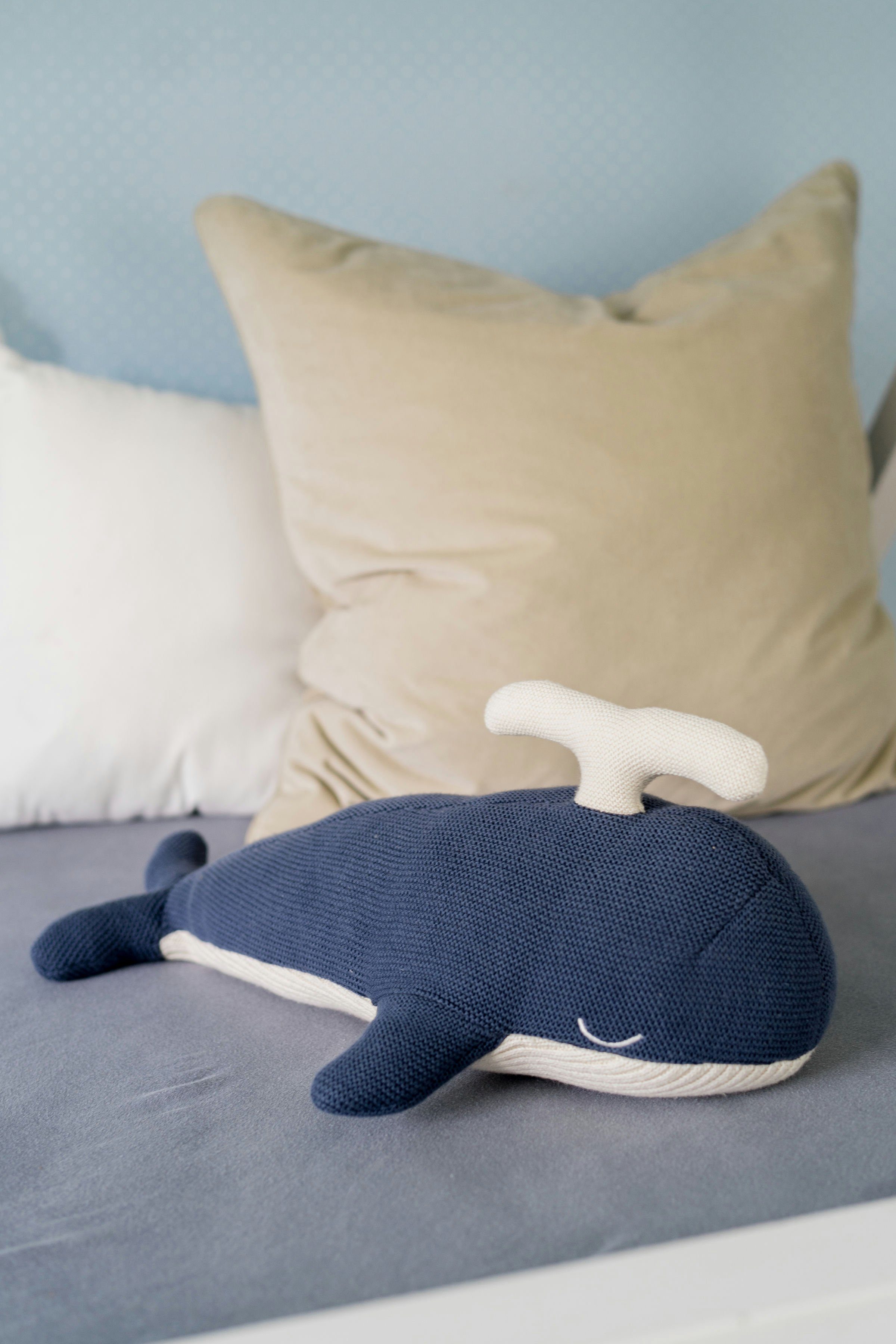 KINDSGUT Kuscheltier Wal, aus 100% Baumwolle, gehäkelt, Wal