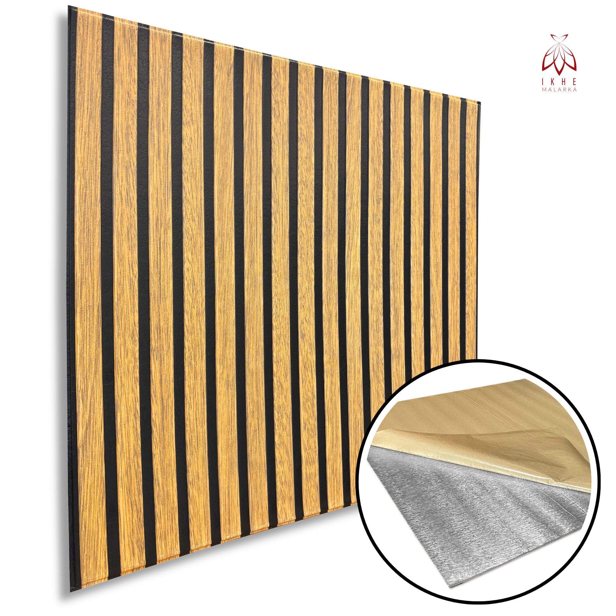 IKHEMalarka Wandpaneel Qualitätsgünstige Selbstklebende Lamellen Optik aus PE-Schaum, BxL: 66,5x67 cm, 0,44 qm, 66,5x66,5cm 5mm Stärke - Leicht & Flexibel – Bild 5 von 5