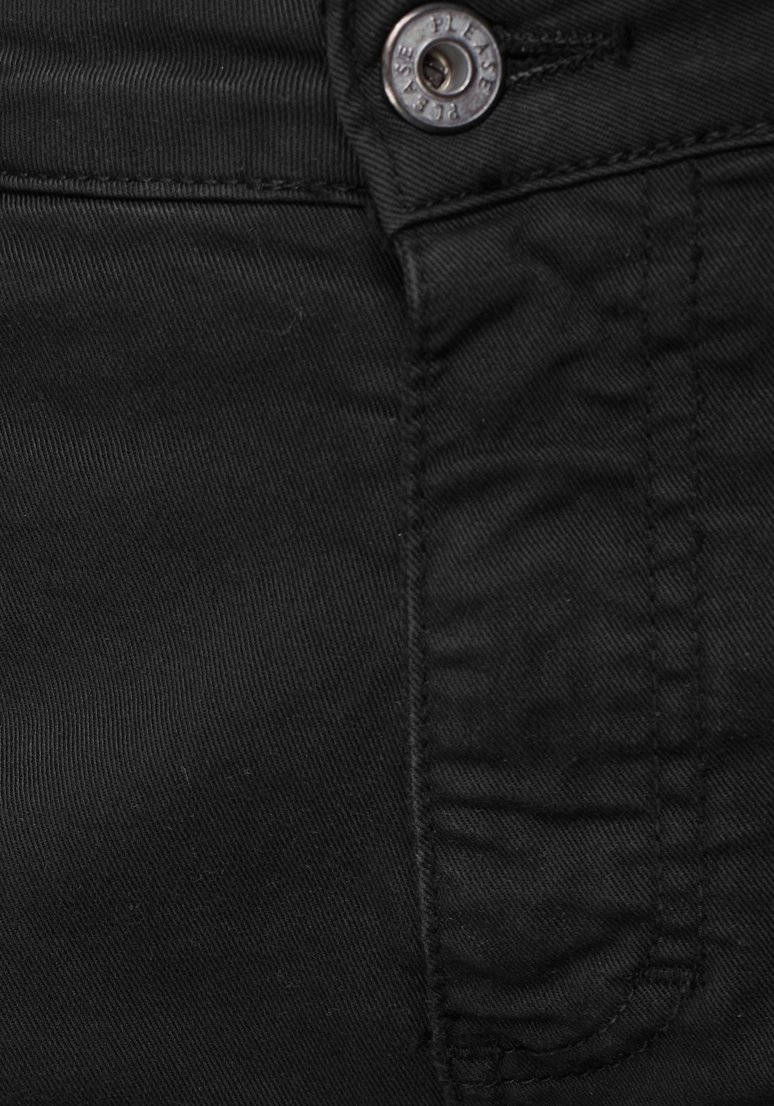 Please Jeans Boyfriend-Jeans P85A lässige mit Crinkle-Effekt 1900 krempelbarem Hose Jeans Bein und nero