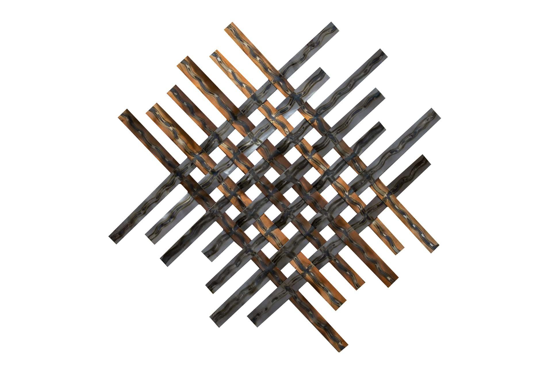 KUNSTLOFT Wanddekoobjekt Schimmerndes Licht 100x100x3 cm, handgefertigte Wanddeko Metall