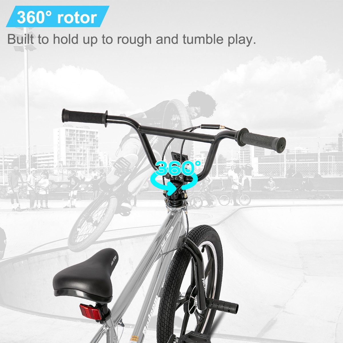 HILAND BMX-Rad 20 Inch 5 Spoke Kids BMX Bike for Boys Girls Ages 5-12, 360 Degree Rotor Freestyle, 4 Pegs Single Speed