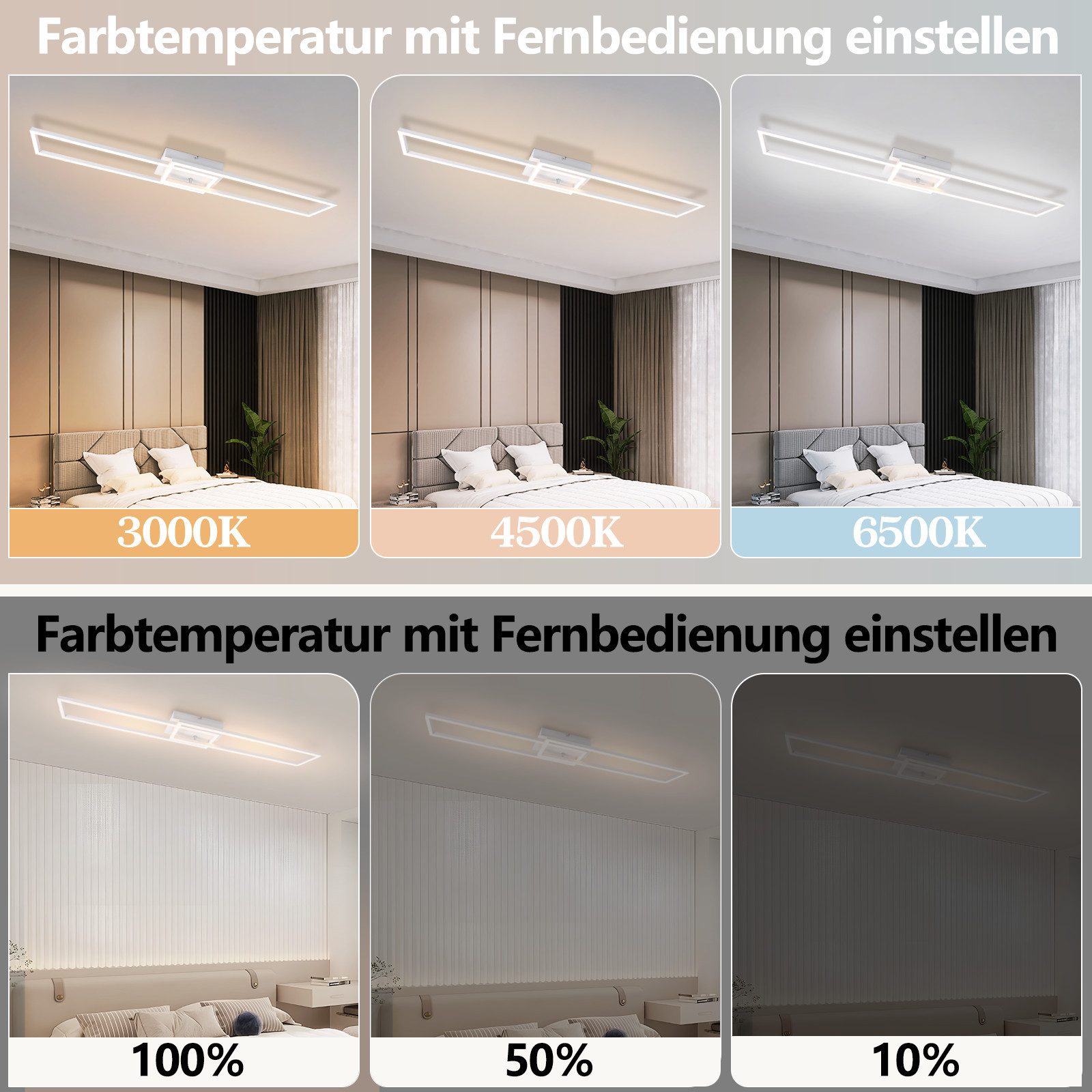 Nettlife LED Deckenleuchte Holz Wohnzimmer Dimmbar Schwarz/Weiß 102CM Moder günstig online kaufen
