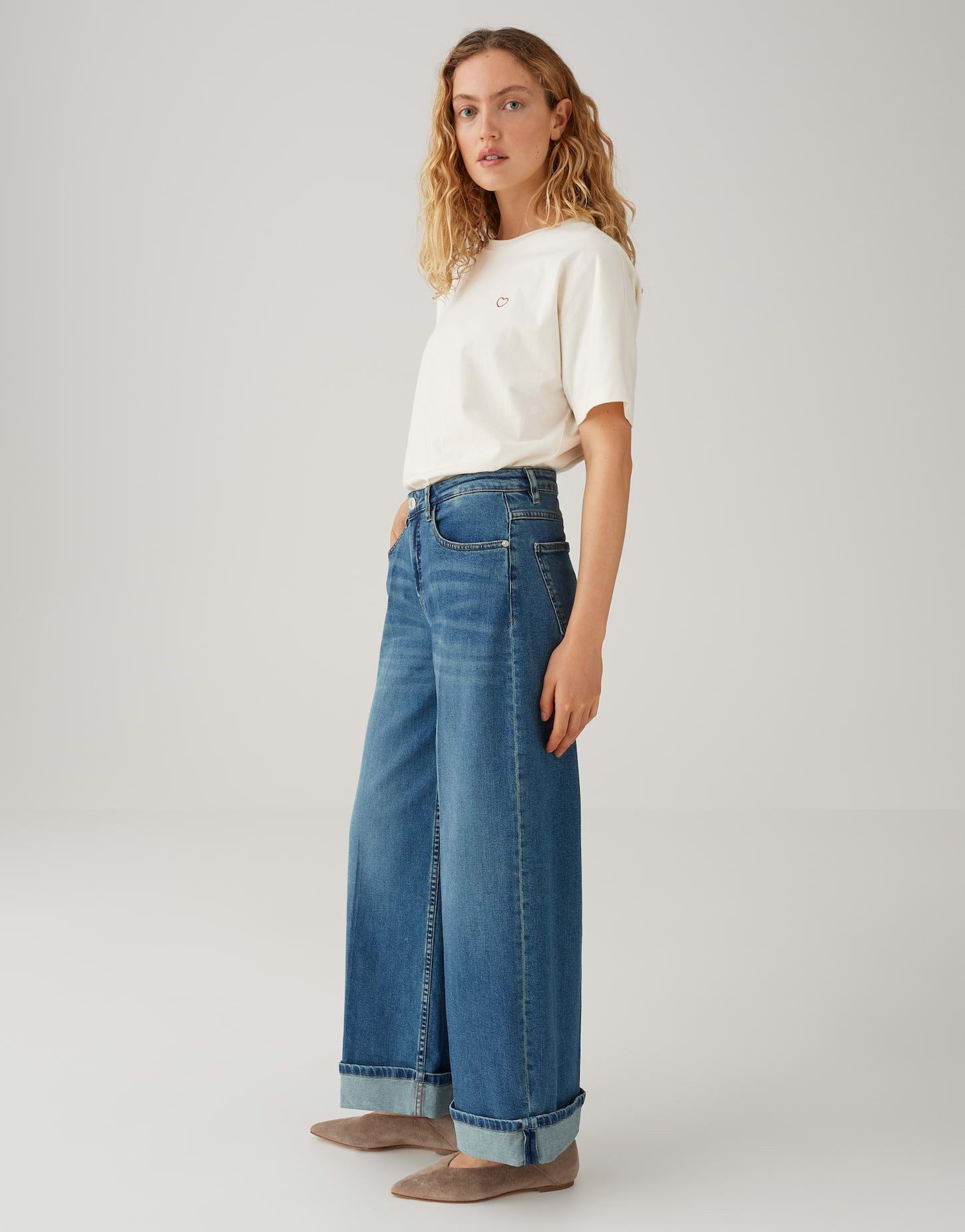 OPUS Weite Jeans Miva valentine aus Dry Indigo® Mid Rise weiter, gerader Beinverlauf, fester Griff, formstabil, 5-Pocket