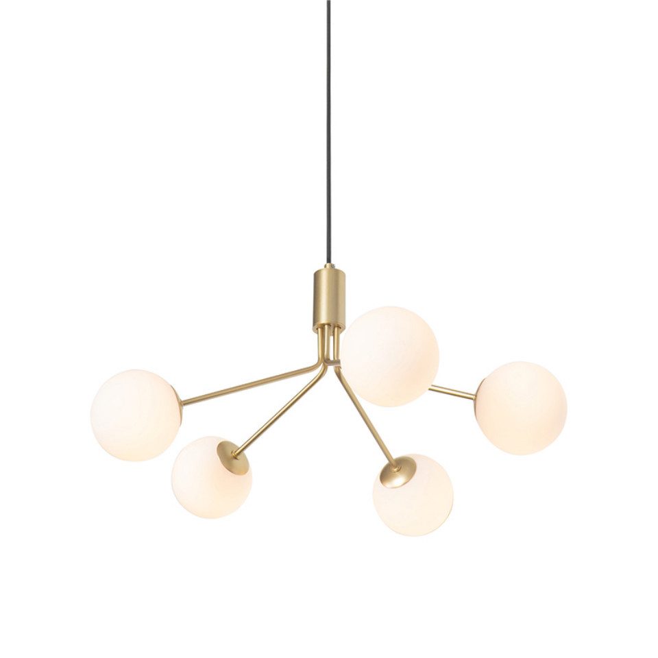 Qazqa Pendelleuchte Coby, ohne Leuchtmittel, Warmweiß, QAZQA Hängeleuchte, g9, Gold, Glas, Art Deco