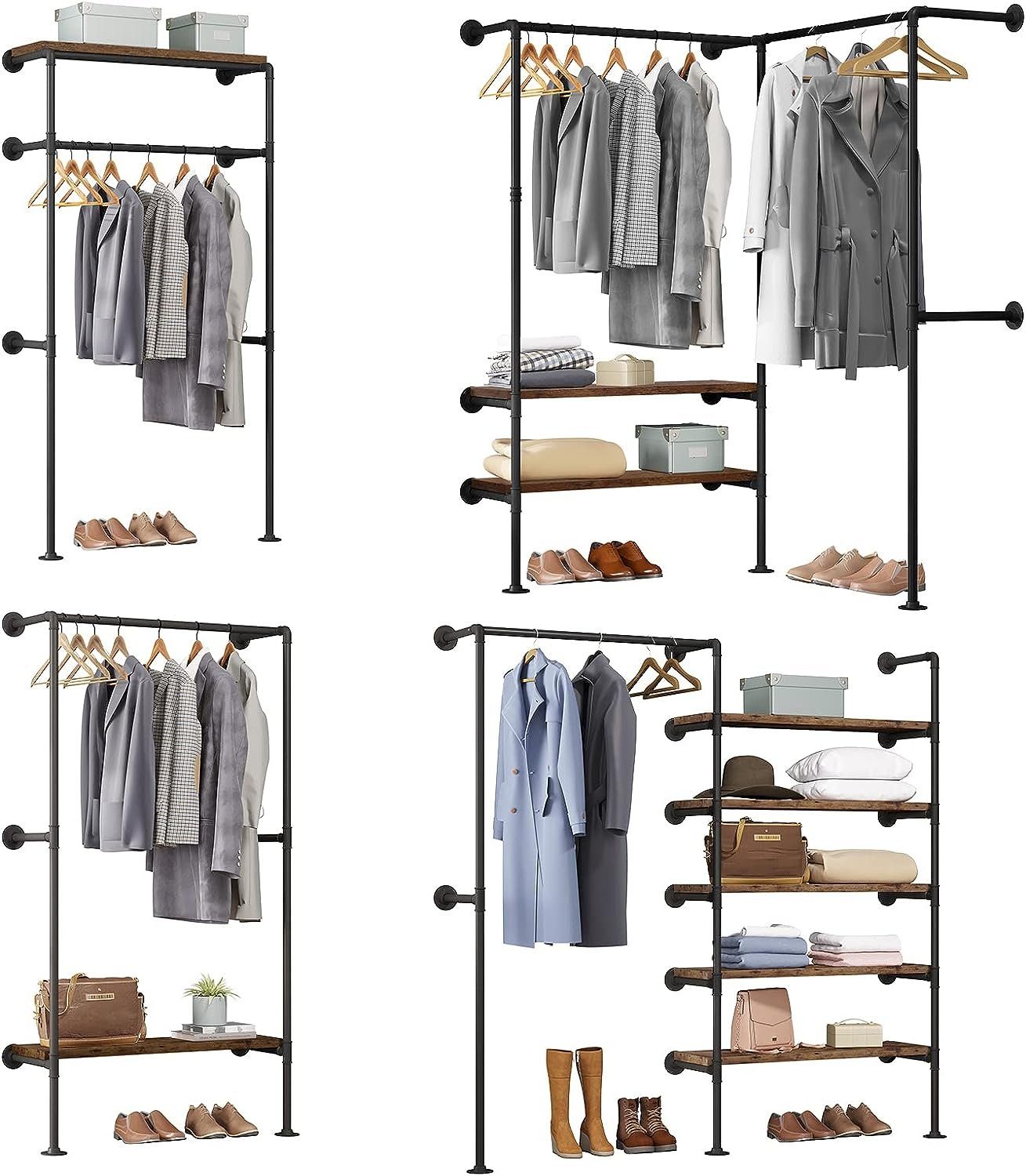 Woltu Kleiderständer, (Set, 4 St), mit Ablagen, Garderobe mit Kleiderstange günstig online kaufen