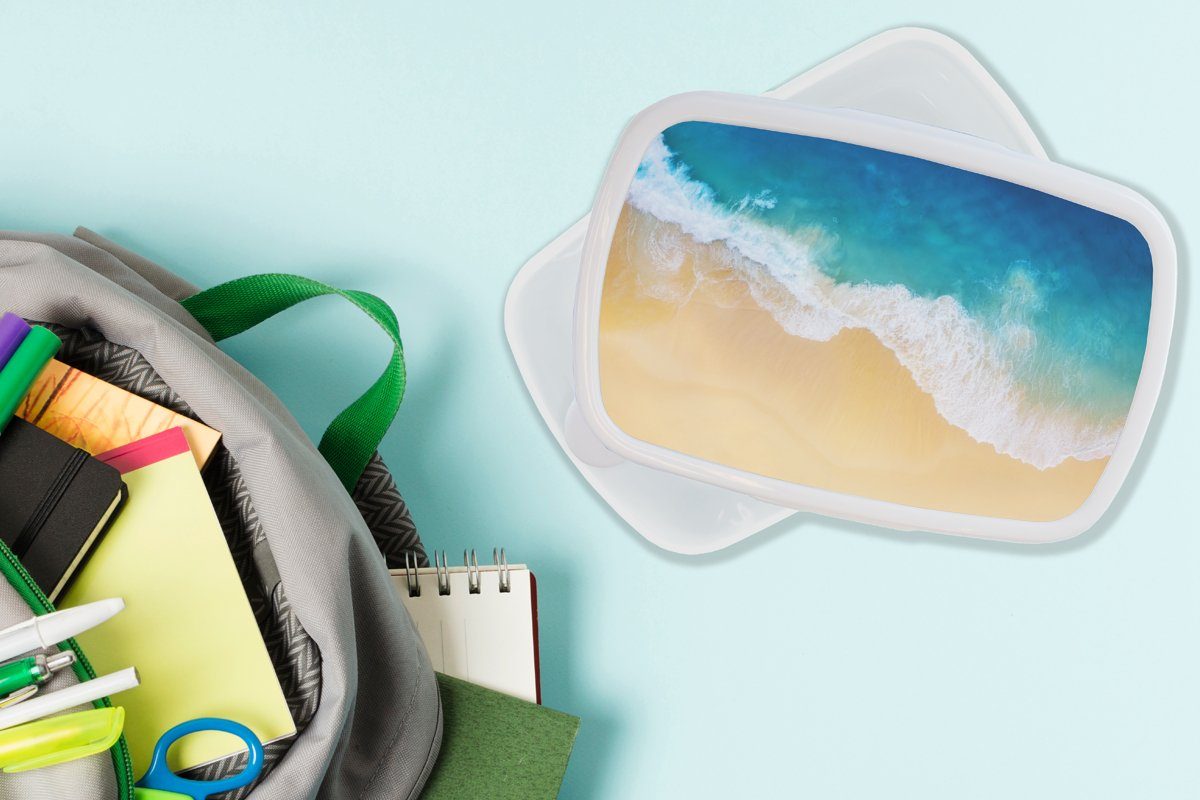und - Sand, - Meer Brotdose, Kinder - Lunchbox für Kunststoff, und für Jungs Golf (2-tlg), Mädchen Erwachsene, weiß Brotbox Strand MuchoWow