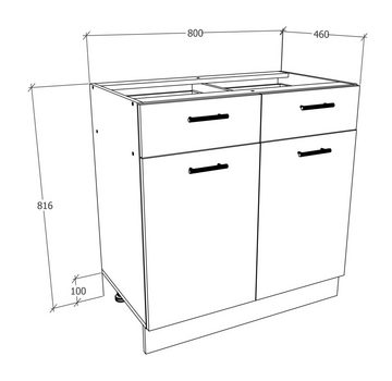 VCM Unterschrank Küchenschrank B 80 cm Unterschrank Schublade Esilo