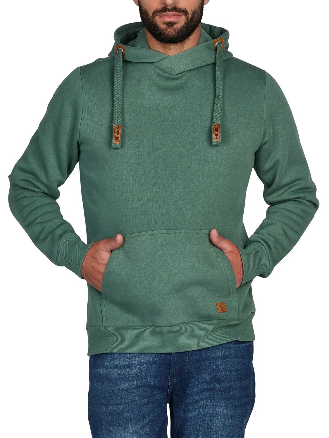 riverso Kapuzenpullover Herren Hoodie RIVNiklas Regular Fit Longsleeve Sweatshirt mit Cross-Over-Kragen und Kängurutasche