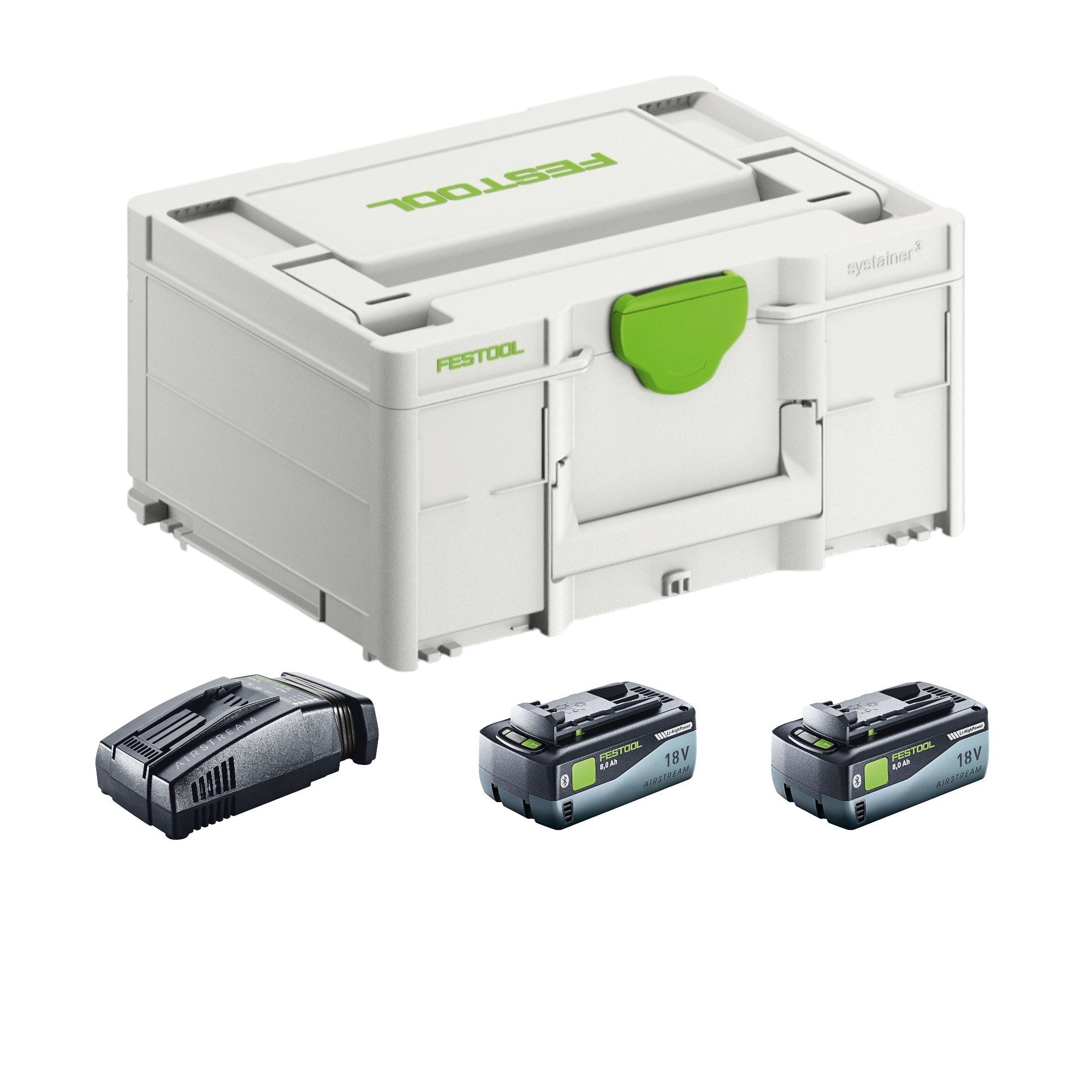 FESTOOL SYS 18V 2x8,0/SCA16 Energie Set 2x Akku 8,0 Ah + Ladegerät + Systainer Akkupacks