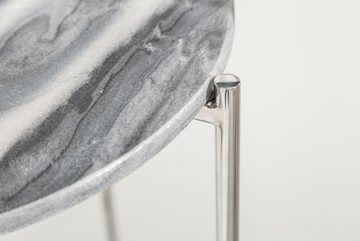 riess-ambiente Beistelltisch NOBLE II Ø40cm grau / silber (Einzelartikel, 1-St), Wohnzimmer · Handarbeit · Marmor · Metall · rund · abnehmbare Platte