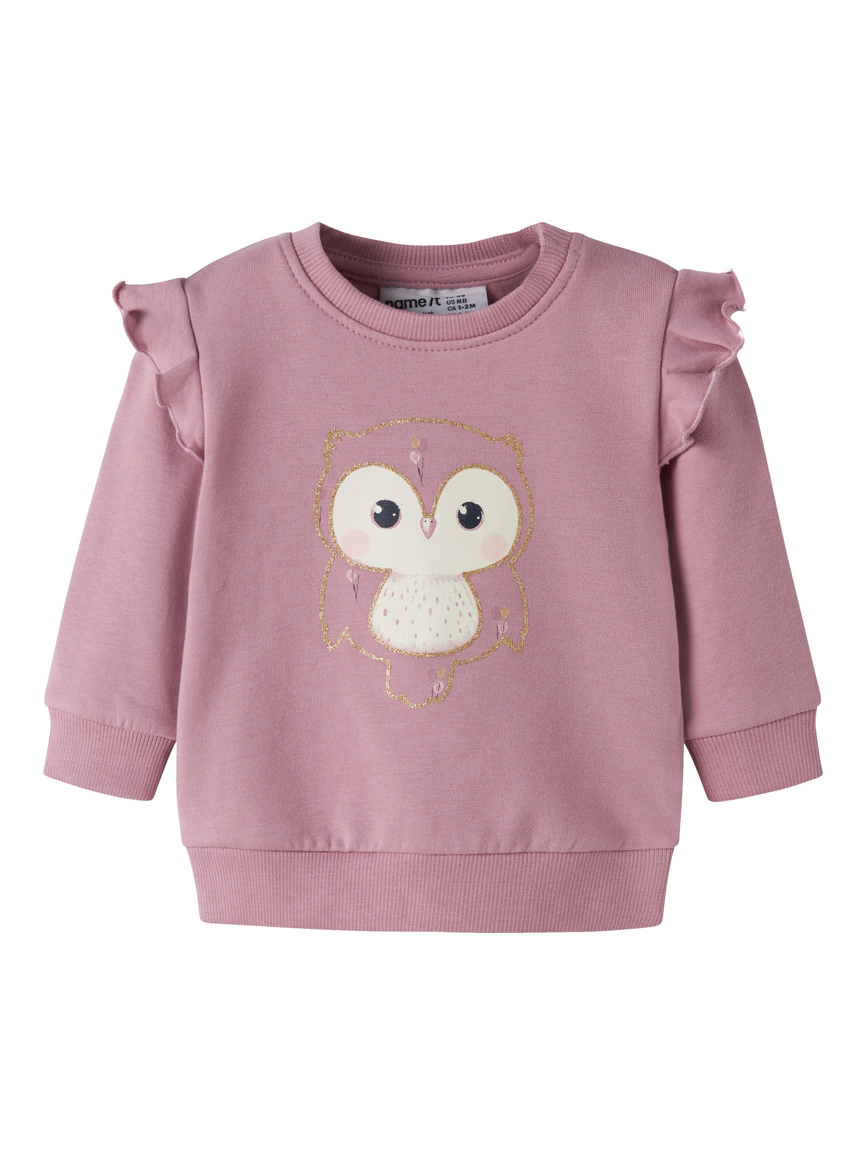 Name It Sweatshirt NBFNILDA LS SWEAT BRU Baumwollmischung, regular fit, Rüschen