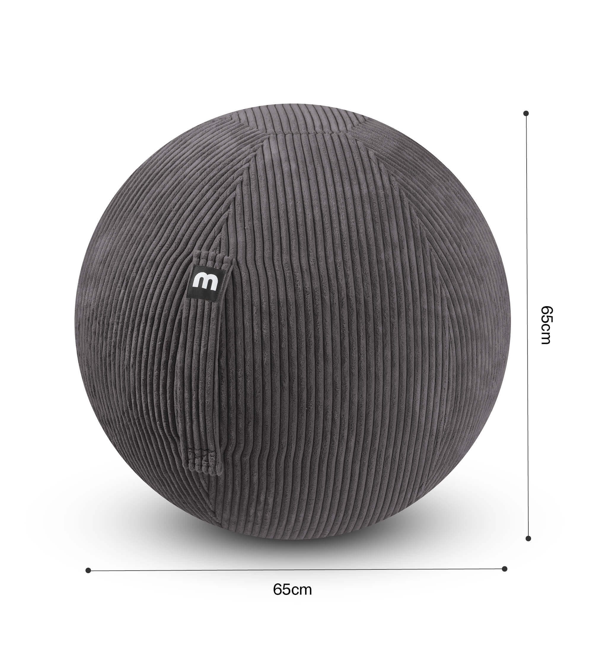 mokebo Sitzball Der Sportliche (mit Cordbezug), Made in Germany, ergonomischer Hocker, Büro, Homeoffice in Anthrazit