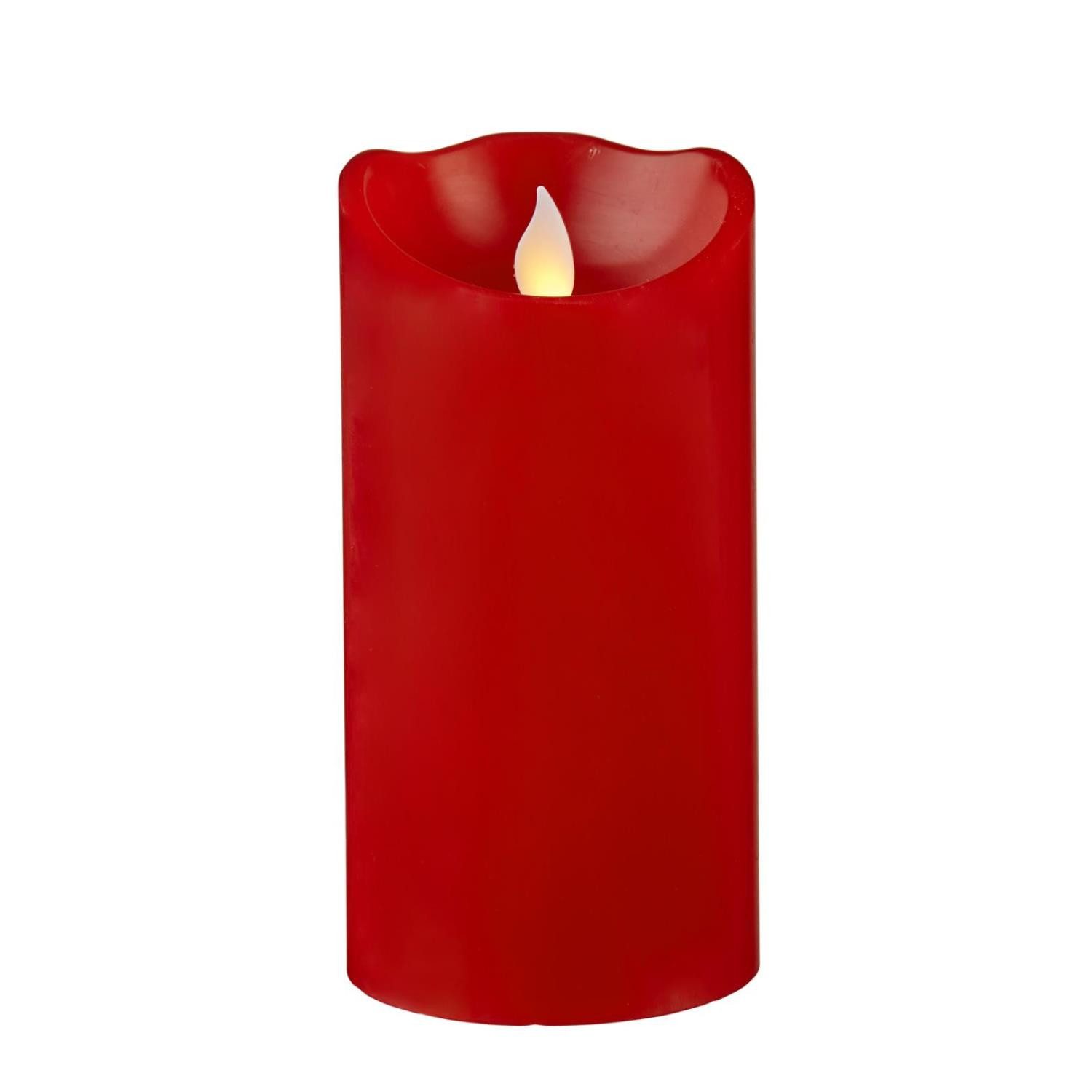 STAR TRADING LED-Kerze Stumpenkerze Echtwachs mechanisch bewegte Flamme Timer H: 15cm rot (1-tlg)