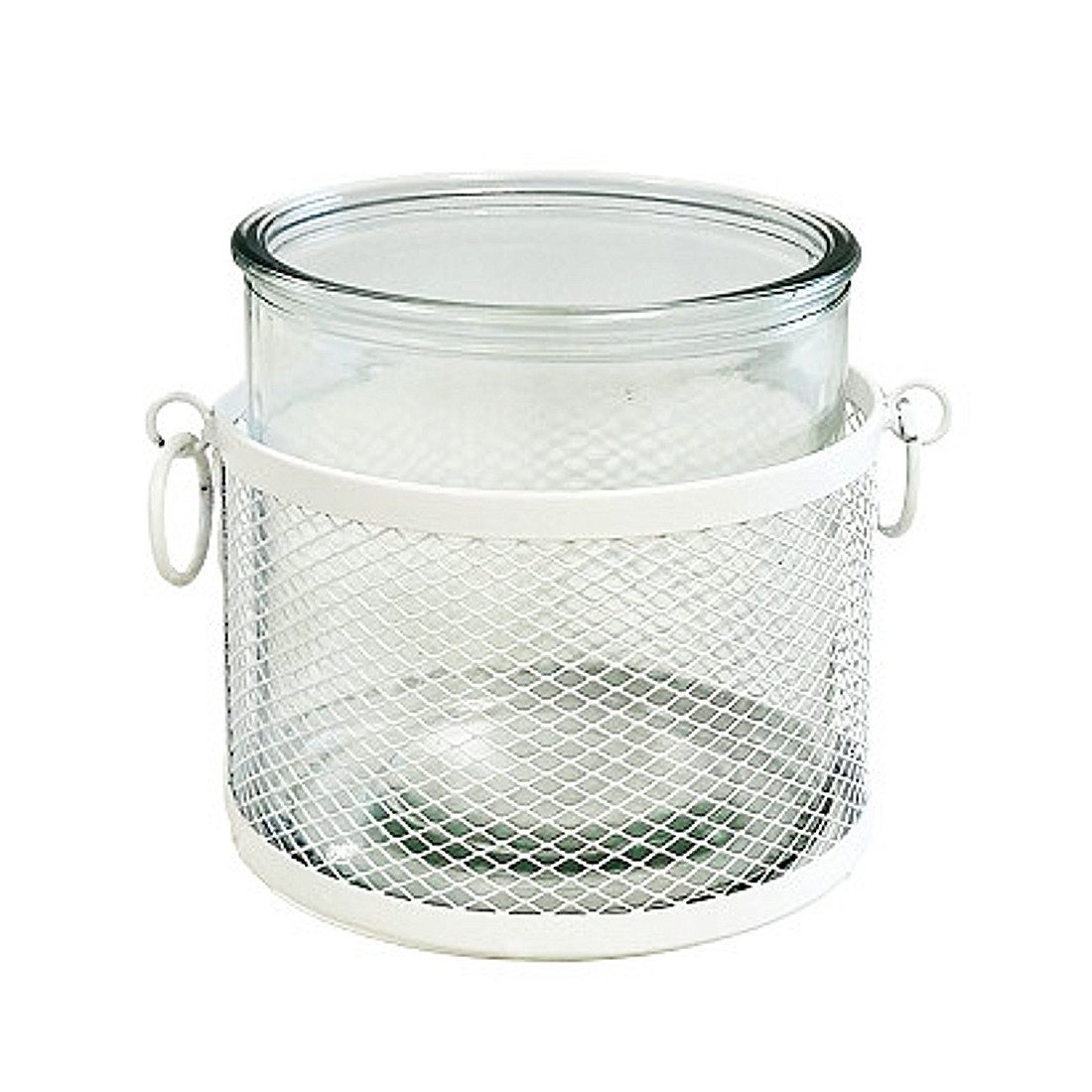 Windlicht Windlicht Glas Metall Weiß 12 cm modern Kerzenhalter