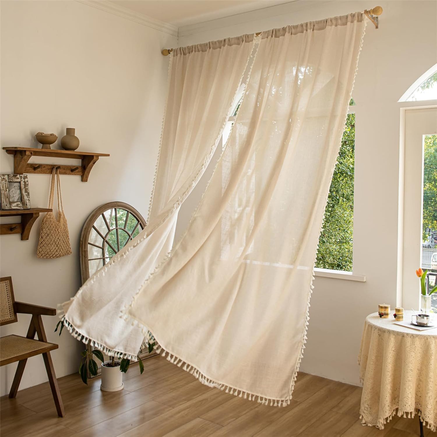RWEUOQ Schiebegardine Fertiggardinen Natürliches Retro Boho-Vorhänge günstig online kaufen