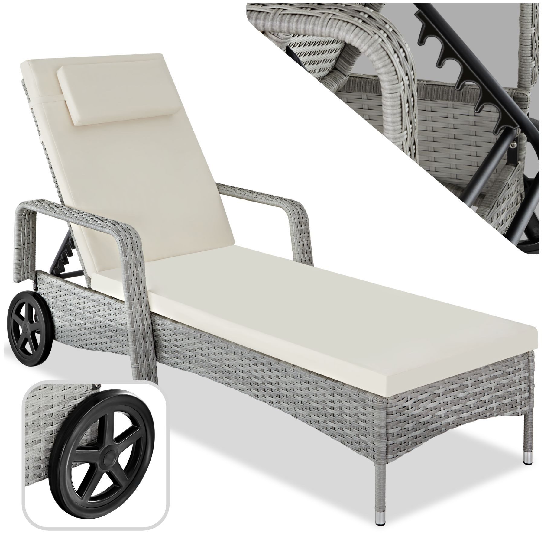 tectake Gartenliege Rattan Sonnenliege, 1 St., günstig online kaufen