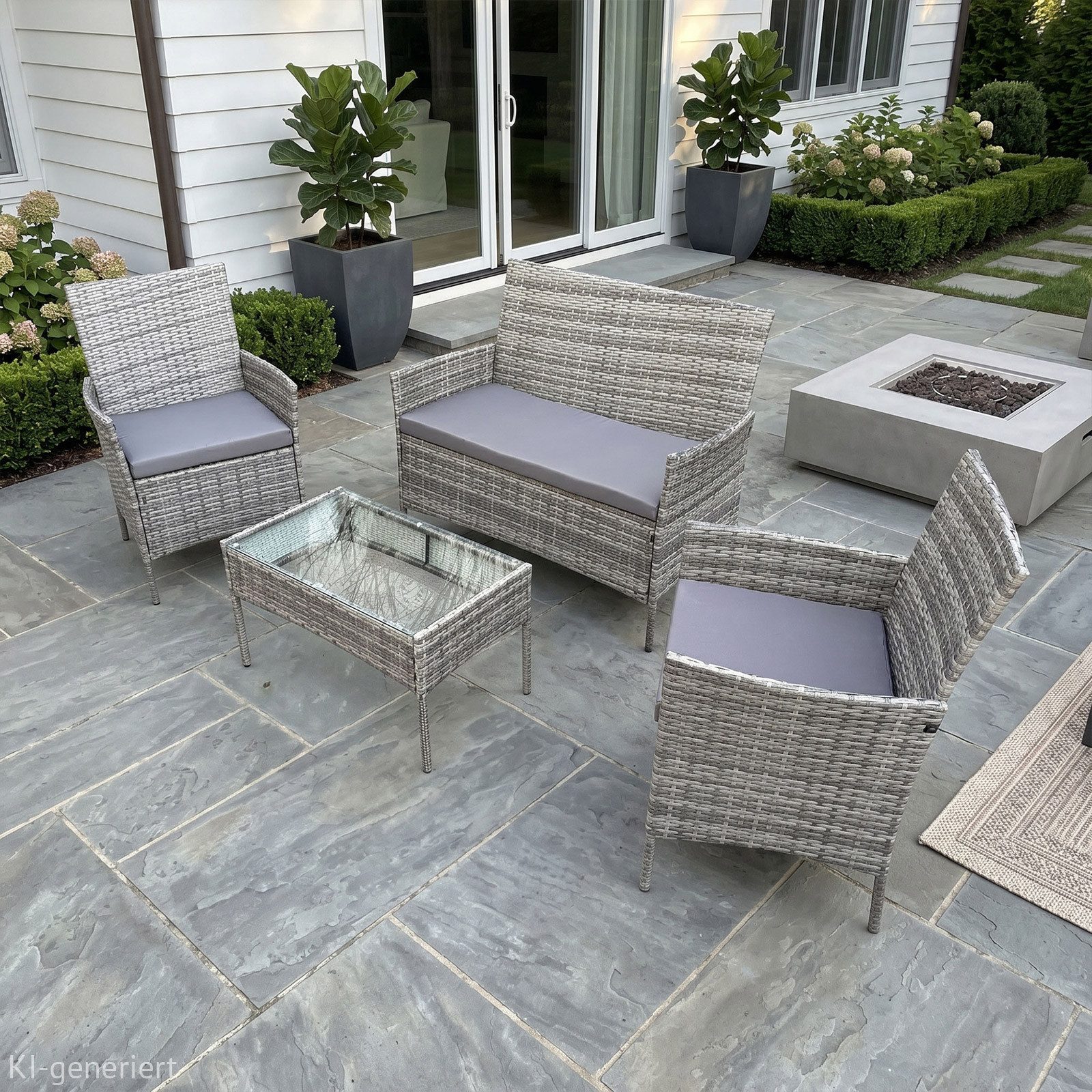 SVITA Sitzgruppe BROOKLYN, (Set, 4-tlg., Gartenlounge), Gartenmöbel Set, Sitzgruppe, Polyrattan