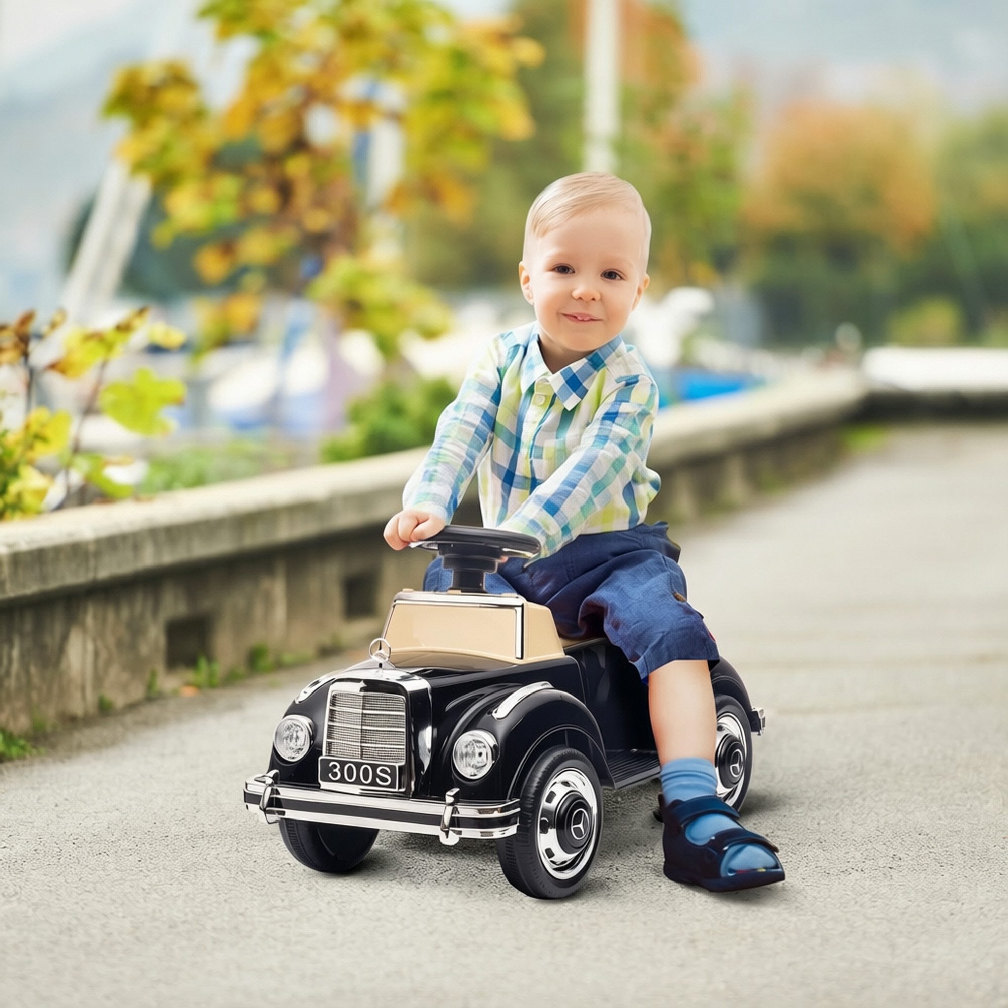 AIYAPLAY Rutscher Rutschauto, Rutscher mit Stauraum, Kippschutz für 18-48 Monaten, (Kinderfahrzeug, 1-tlg., Kinderauto), Schwarz 77,5 x 41,5 x 45 cm