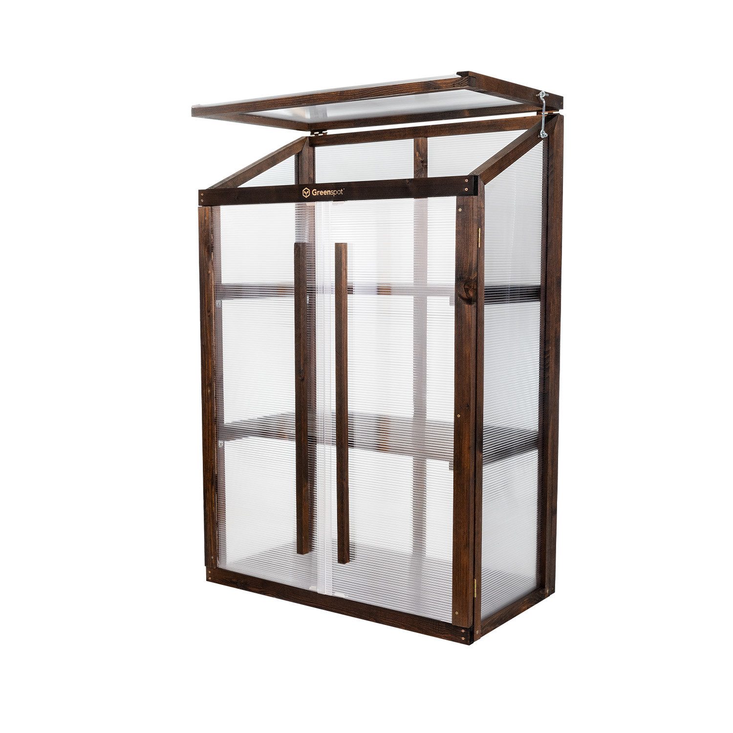 QLS Gewächshaus Mini für Balkon Palisanderbraun in hell & dunkel, Holz & Polycarbonat 80x42x121 cm für Pflanzen  | Rabatt: 33%